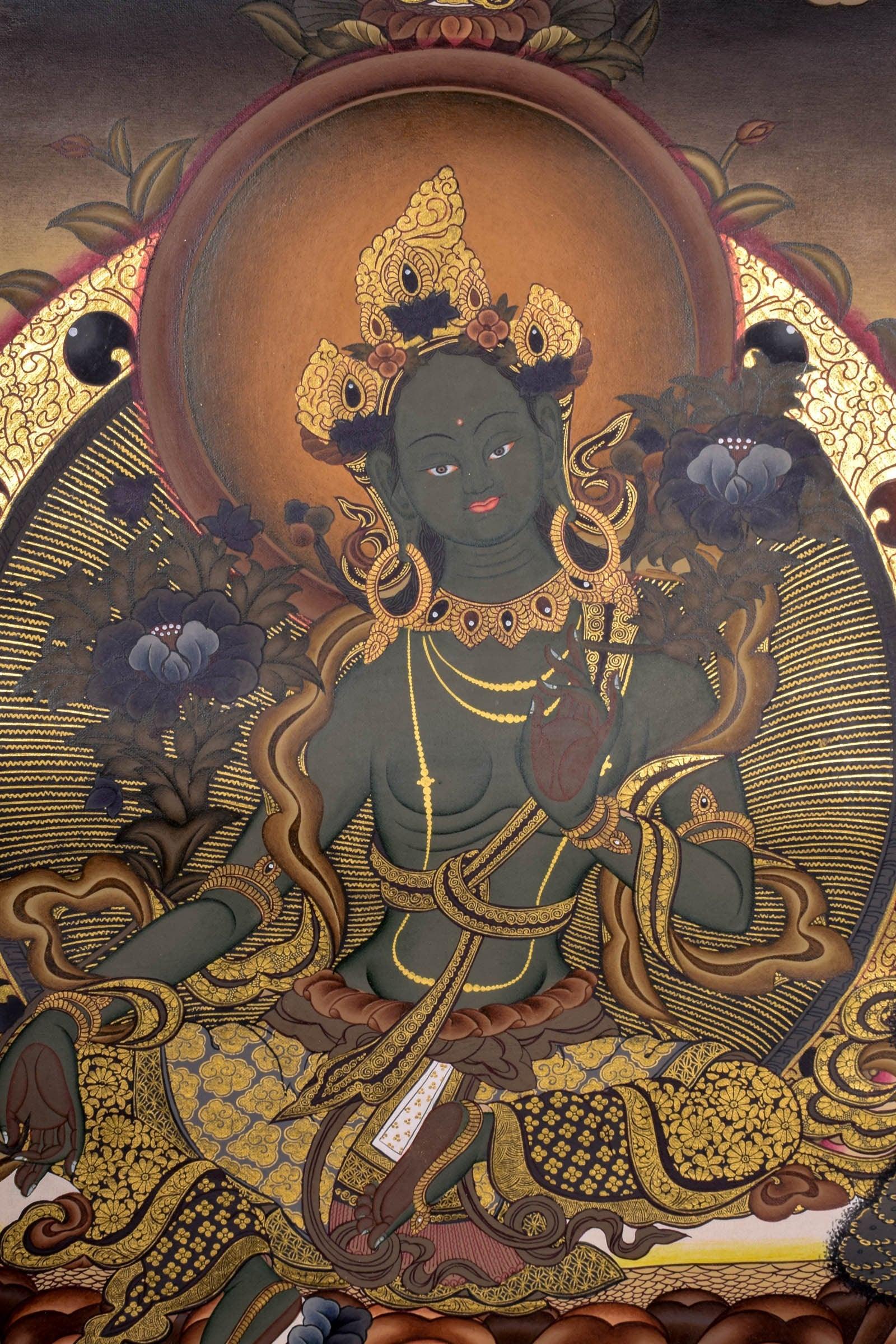 Green Tara Thangka from Nepal  For Meditational Practice and Spiritual Gifts