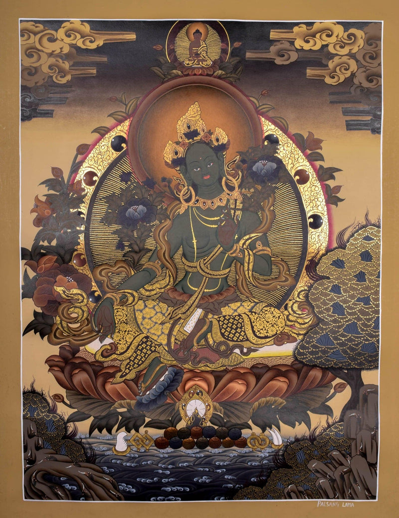 Green Tara Thangka from Nepal  For Meditational Practice and Spiritual Gifts