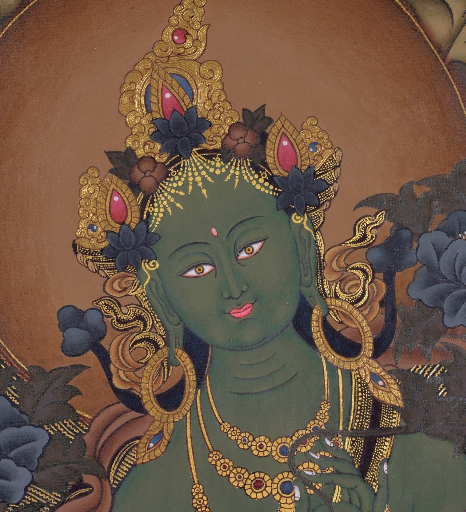 Green Tara Tibetan Thangka For Meditational Practice and Spiritual Gifts