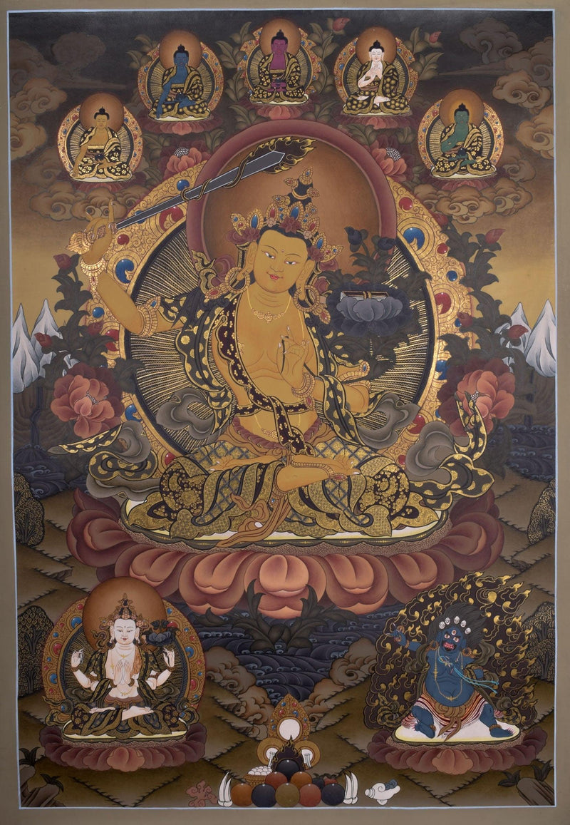 Traditional Genuine Hand Arts from Nepal - Manjushri Thangka