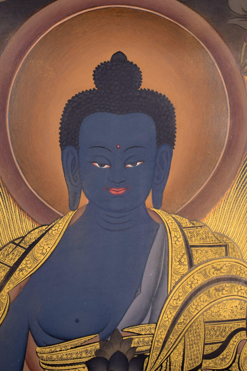 Tibetan Thangka painting of Medicine Buddha  For home decor and and Wall hanging 