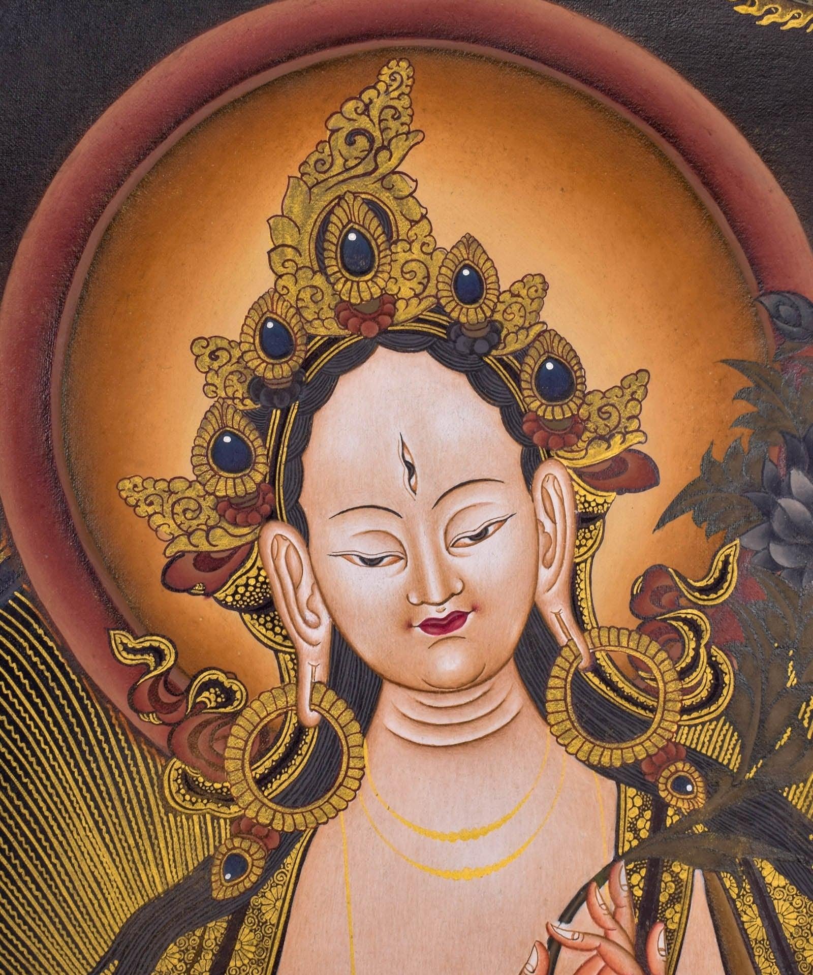 White Tara Thangka - Himalayas Shop