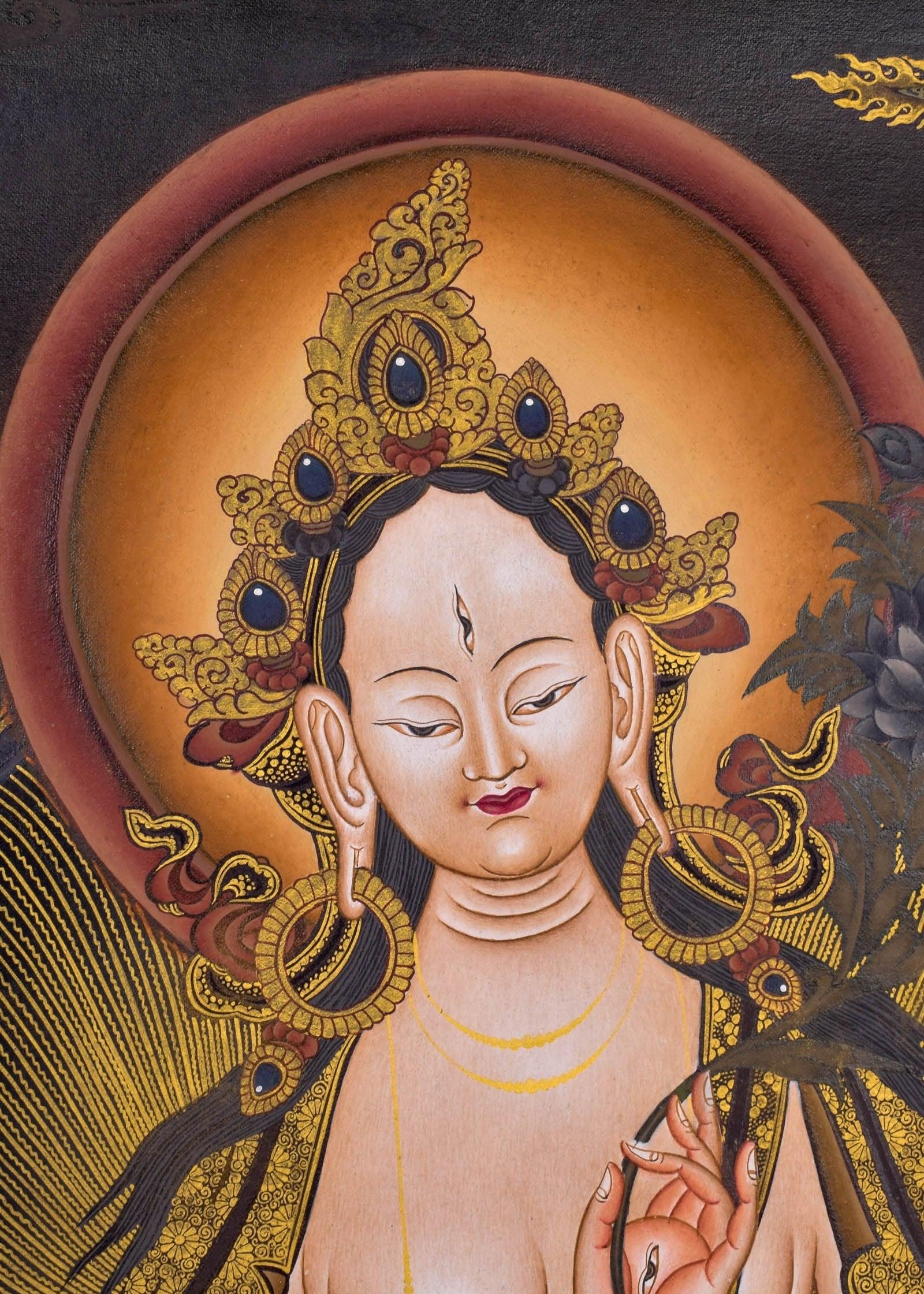 White Tara Thangka - Himalayas Shop