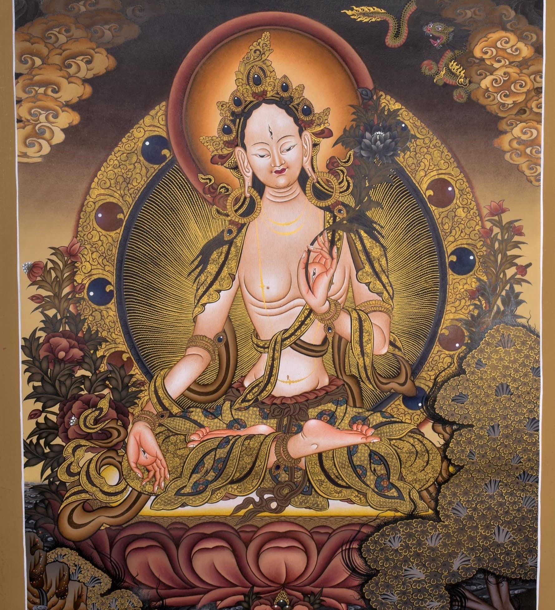 White Tara Thangka - Himalayas Shop