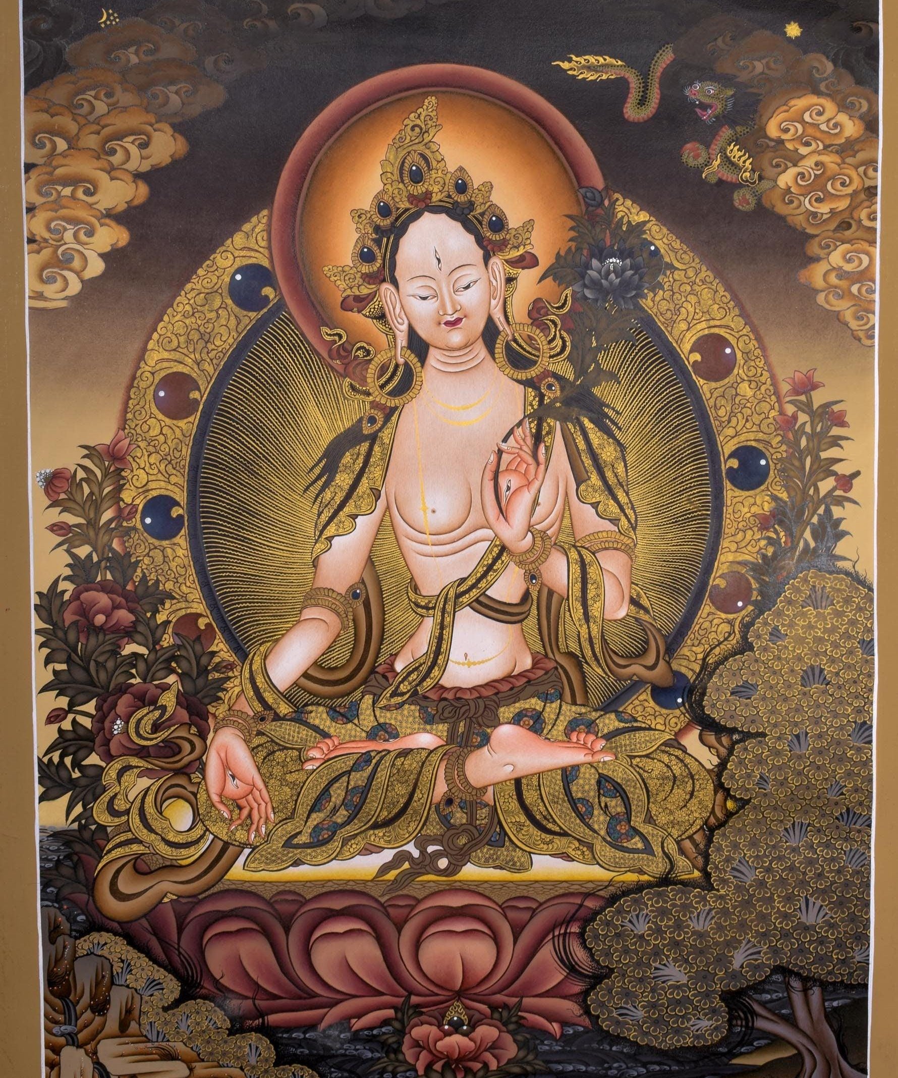 White Tara Thangka - Himalayas Shop