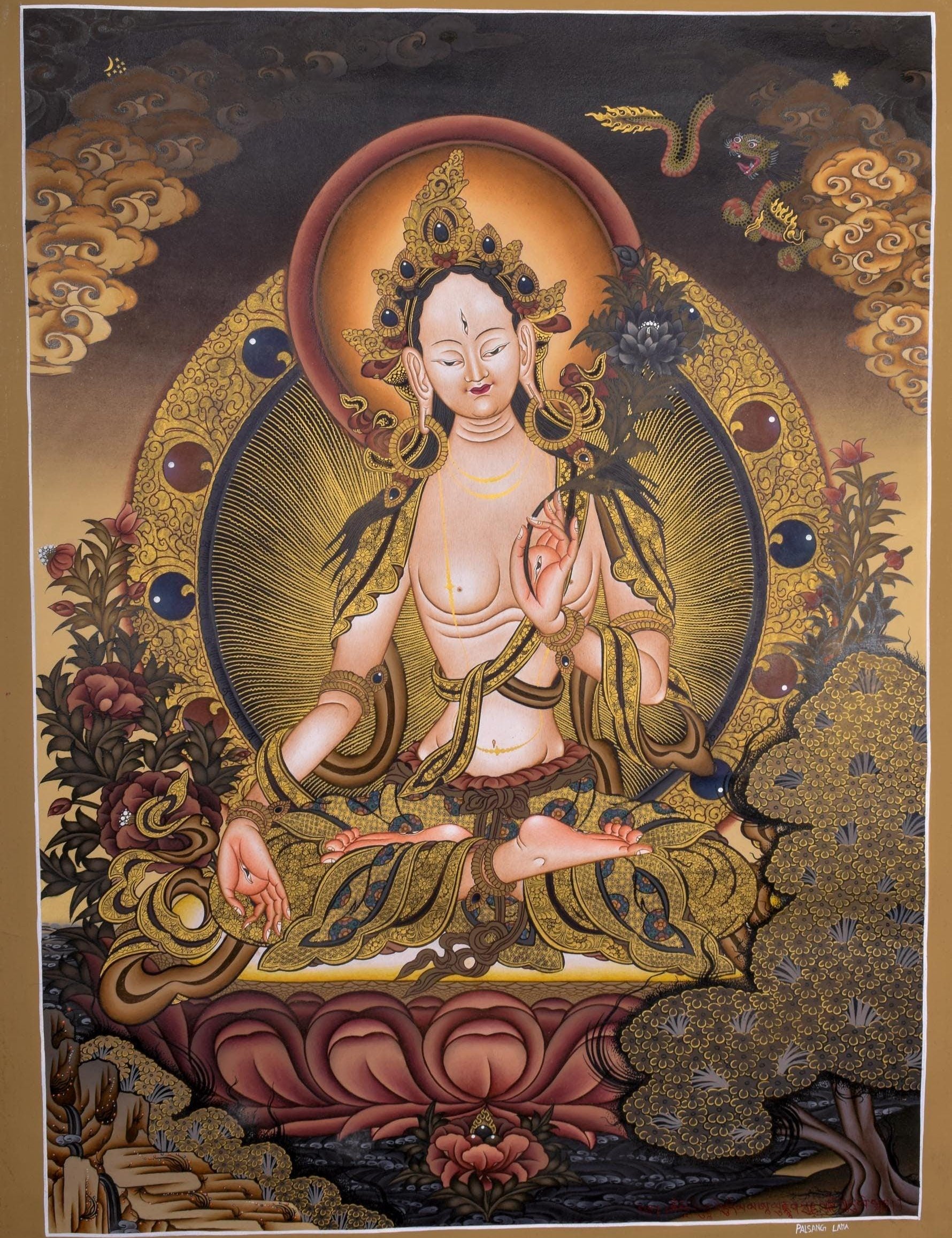 White Tara Thangka - Himalayas Shop