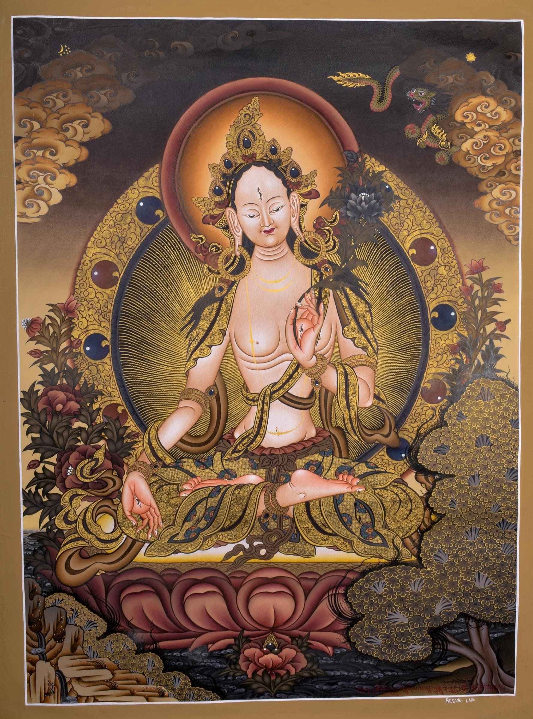 White Tara Thangka - Himalayas Shop