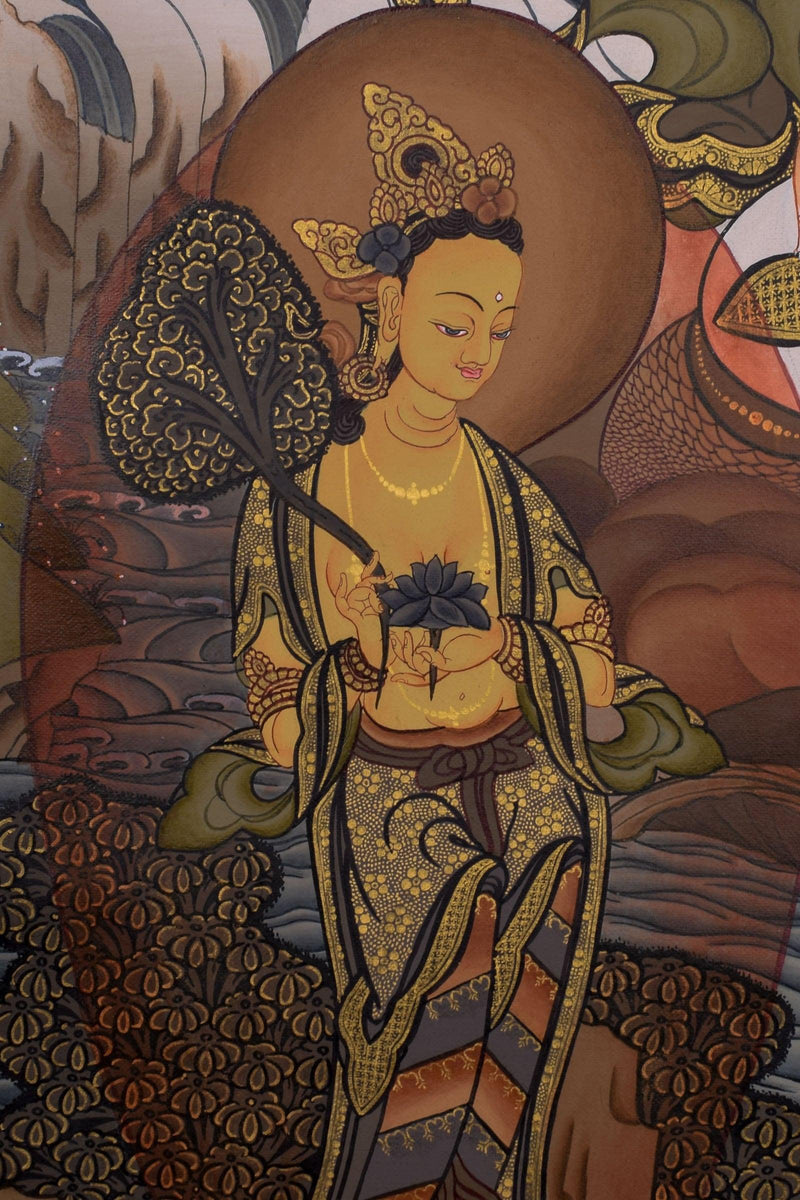 White Tara Thangka Art  For Meditational Practice and Spiritual Gifts