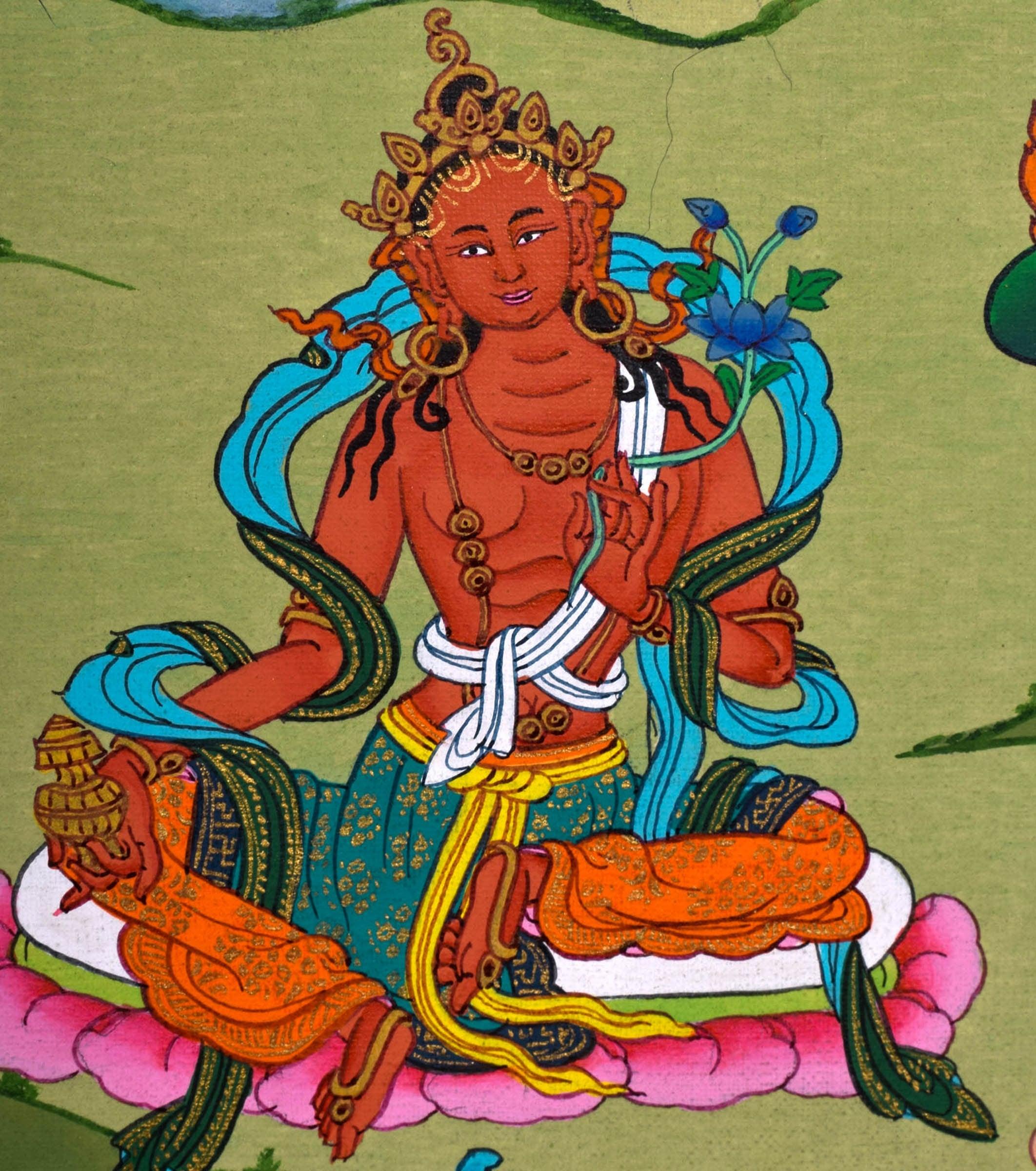 High Quality Green Tara Thangka Painting  For Meditational Practice and Spiritual Gifts