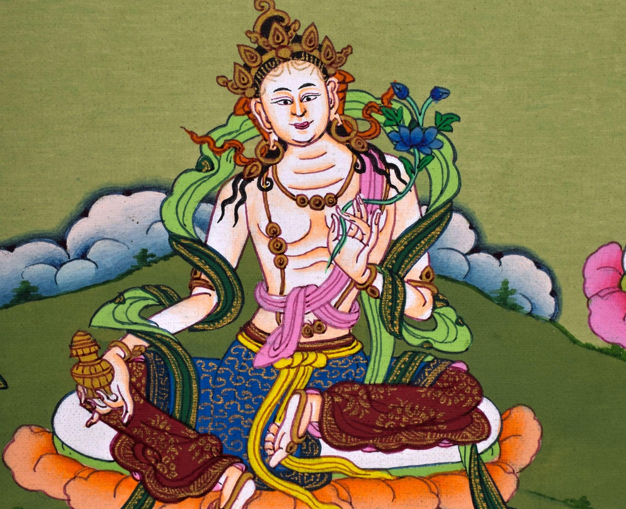 High Quality Green Tara Thangka Painting  For Meditational Practice and Spiritual Gifts
