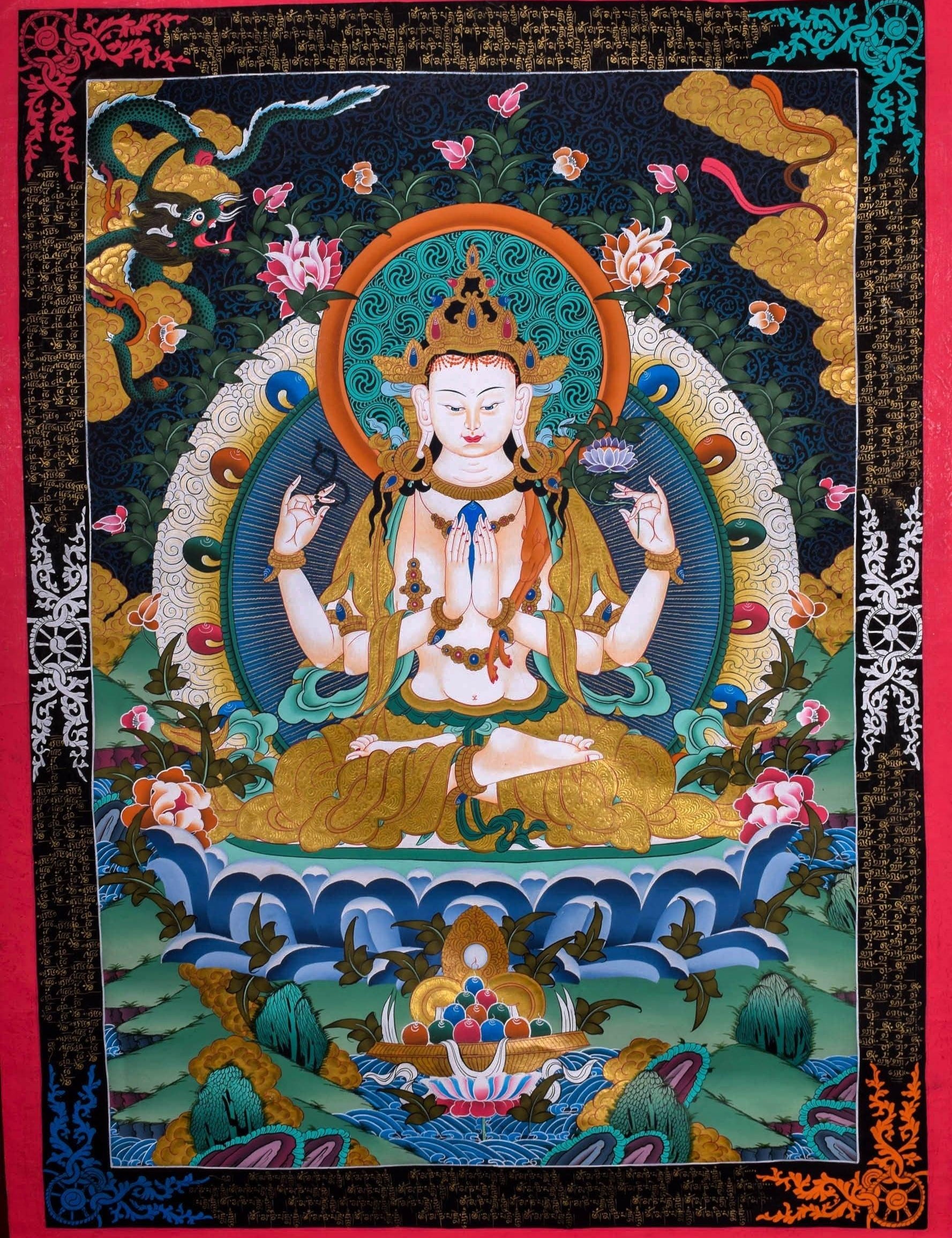 Beautiful Chenrezig Thangka