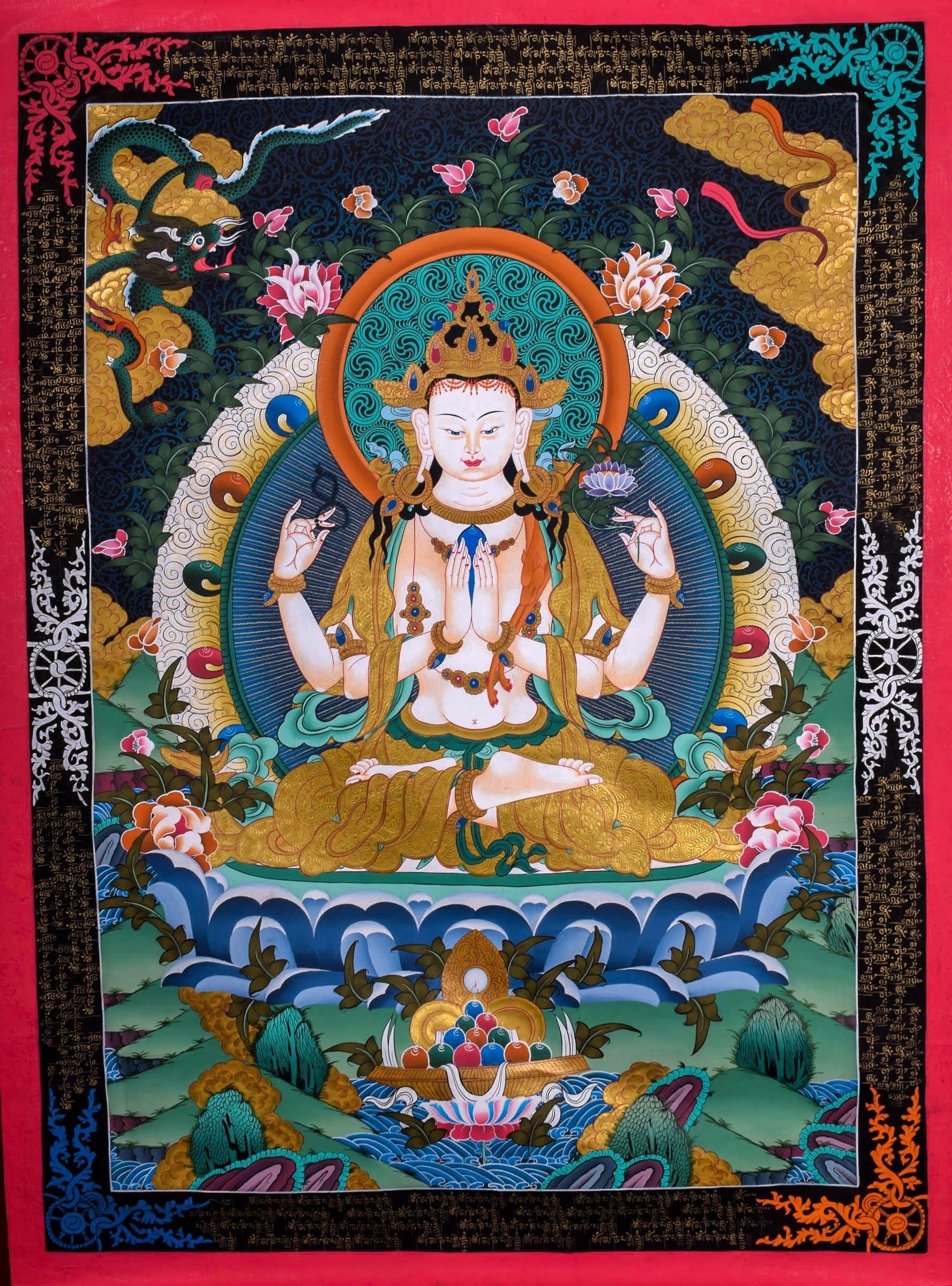 Beautiful Chenrezig Thangka