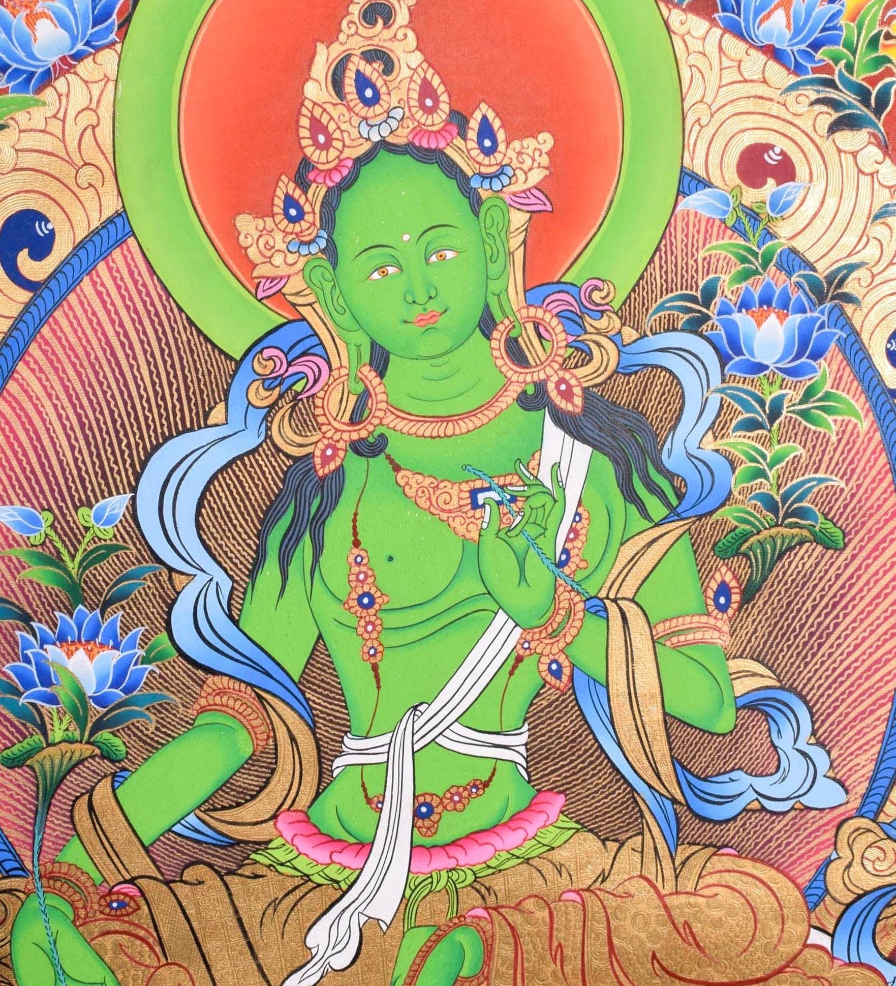 Green Tara Female Buddha Tibetan Art - Himalayas Shop