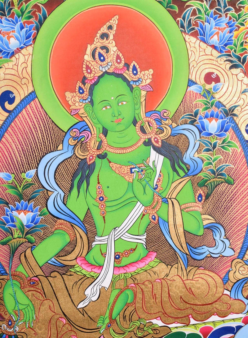 Green Tara Female Buddha Tibetan Art - Himalayas Shop