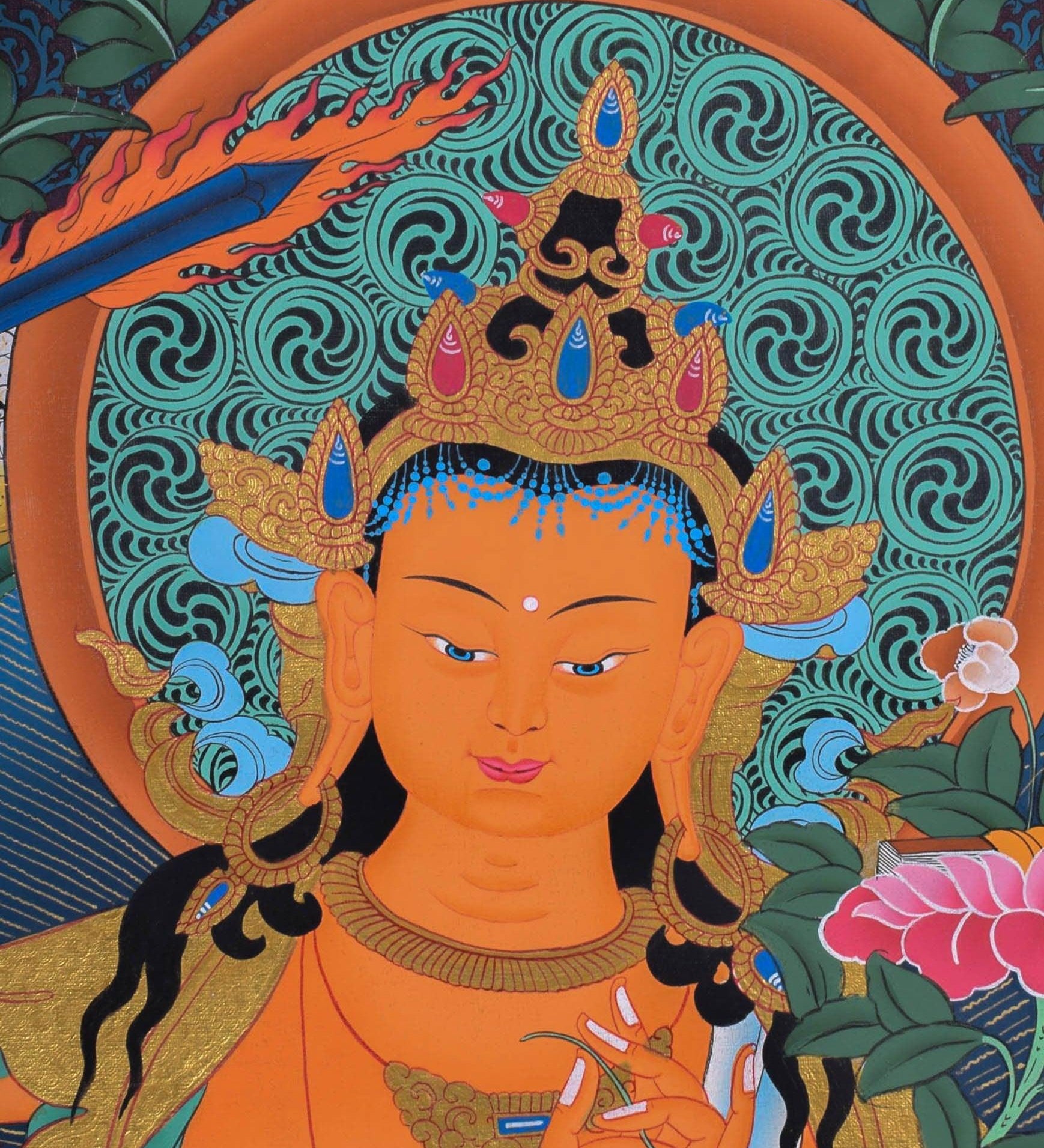 Manjushri Thangka Painting  For Meditational Practice and Spiritual Gifts