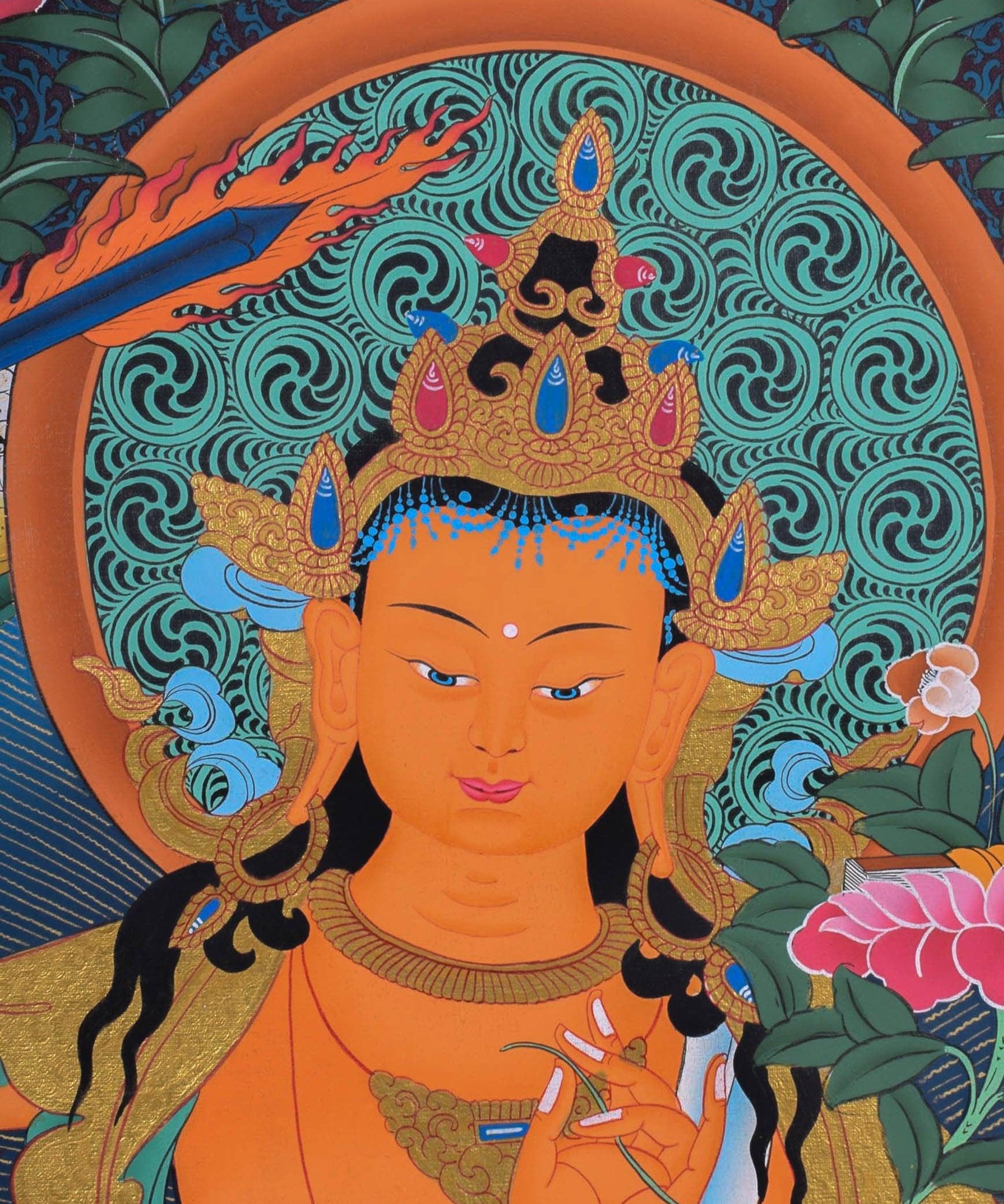 Manjushri Thangka Painting  For Meditational Practice and Spiritual Gifts