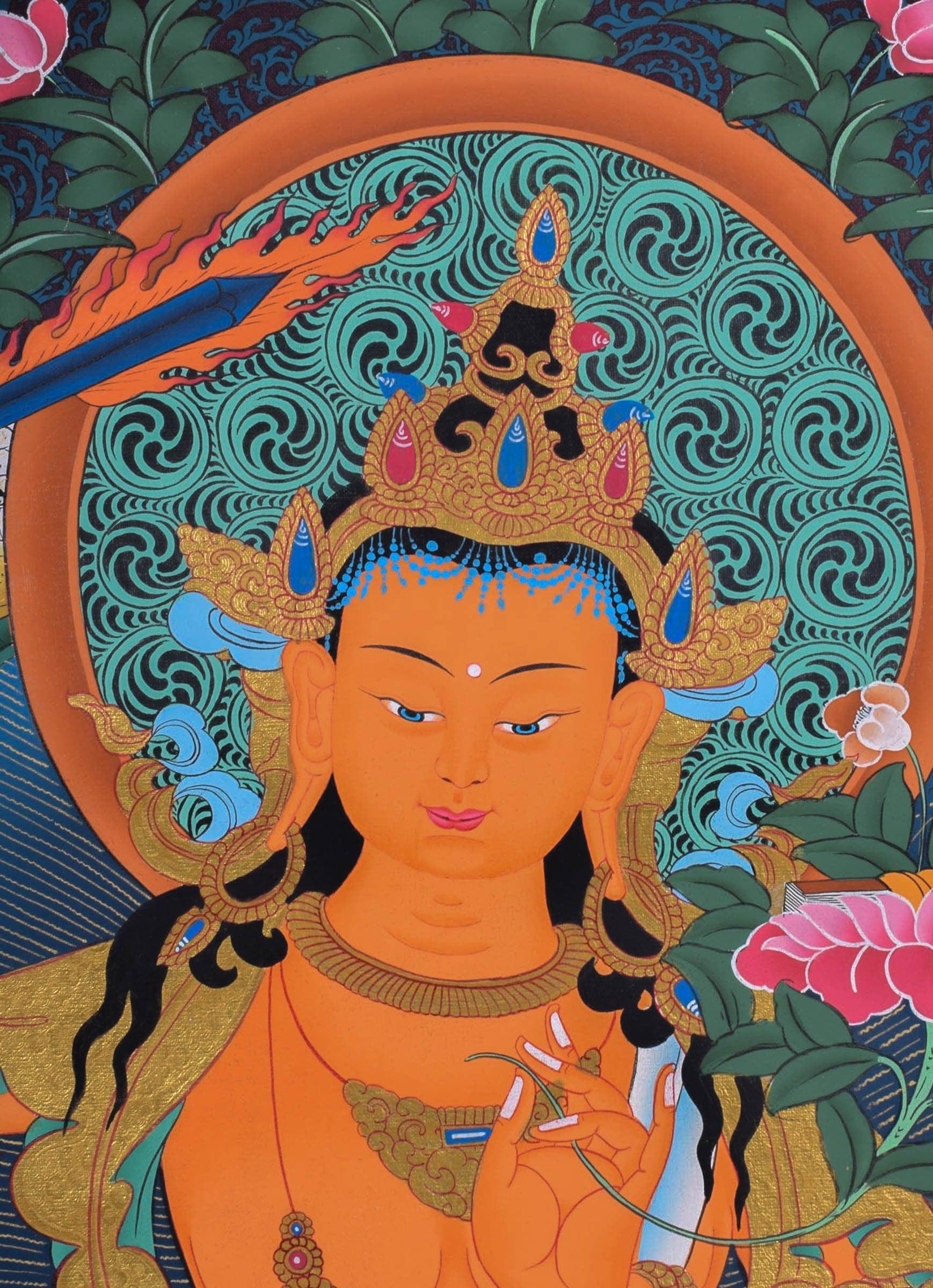 Manjushri Thangka Painting  For Meditational Practice and Spiritual Gifts