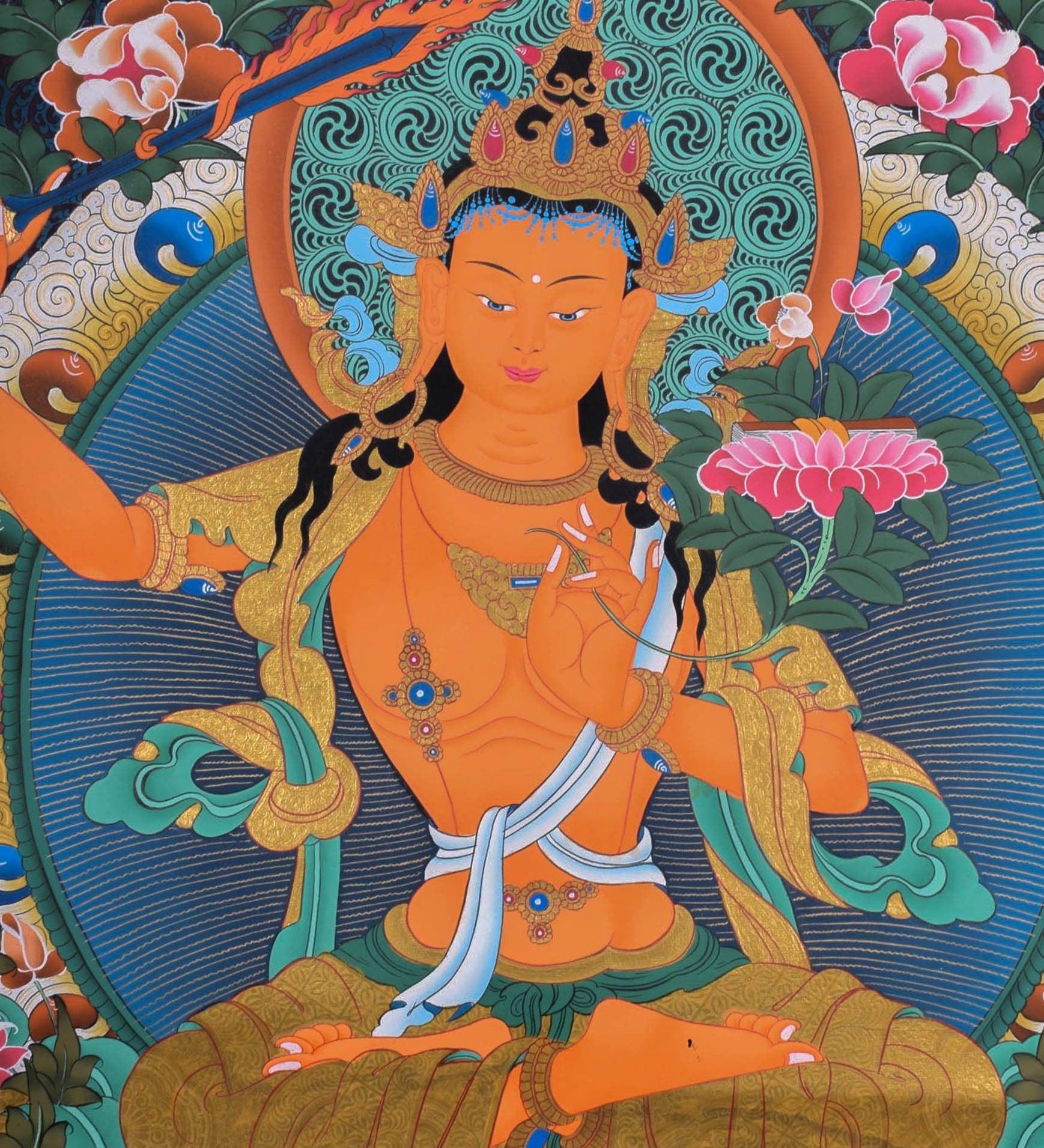 Manjushri Thangka Painting  For Meditational Practice and Spiritual Gifts