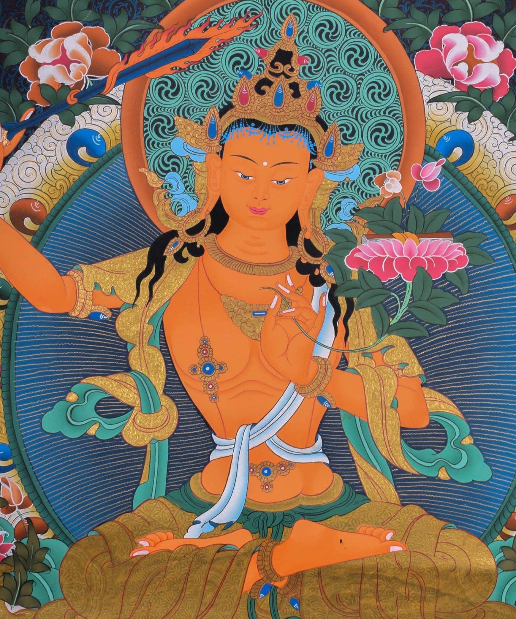 Manjushri Thangka Painting  For Meditational Practice and Spiritual Gifts