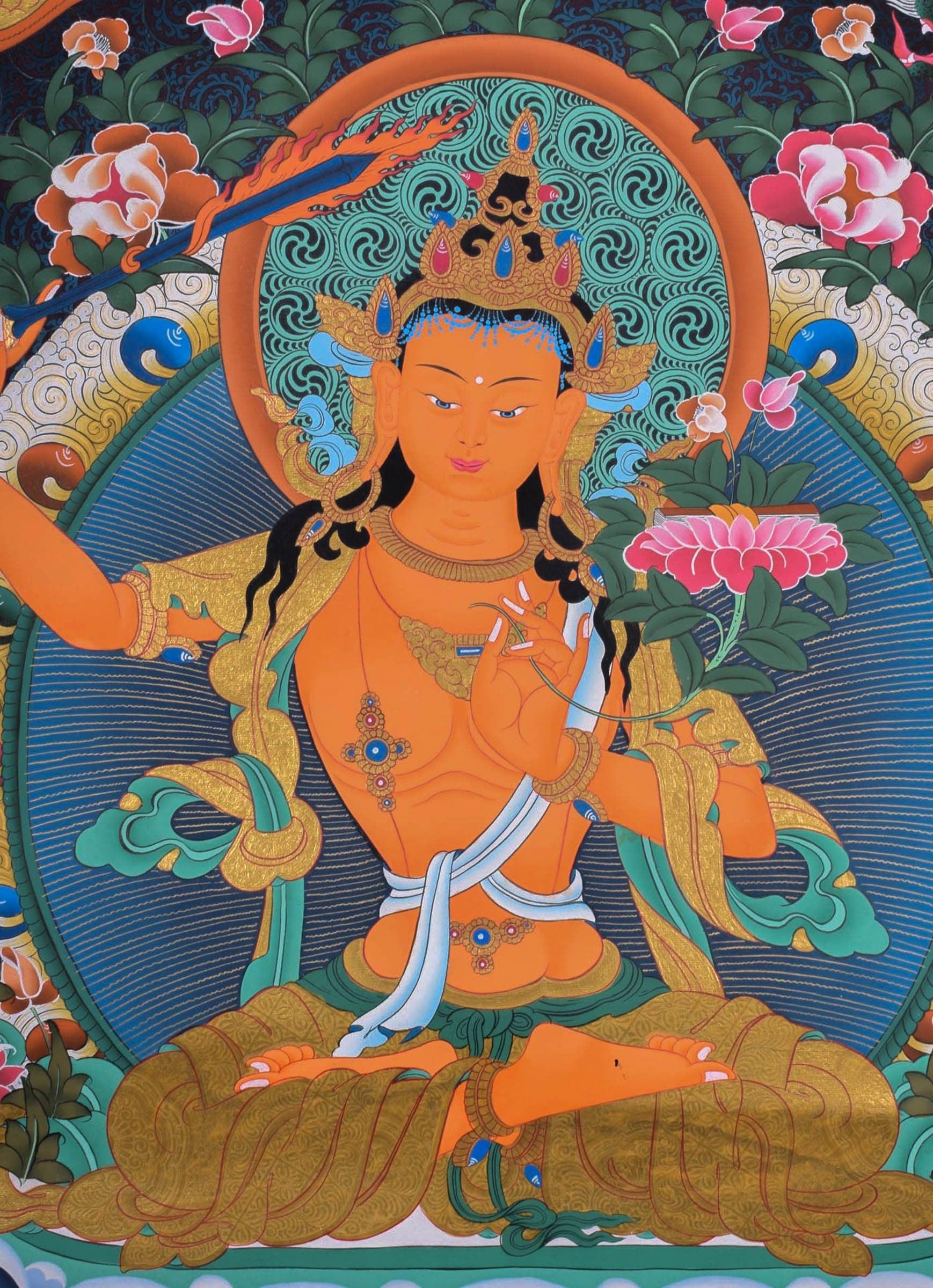 Manjushri Thangka Painting  For Meditational Practice and Spiritual Gifts