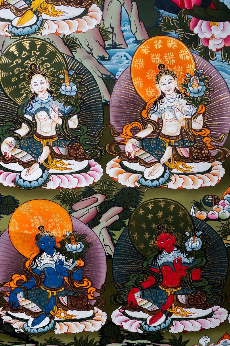 Green Tara Female Buddha Tibetan Art - Himalayas Shop