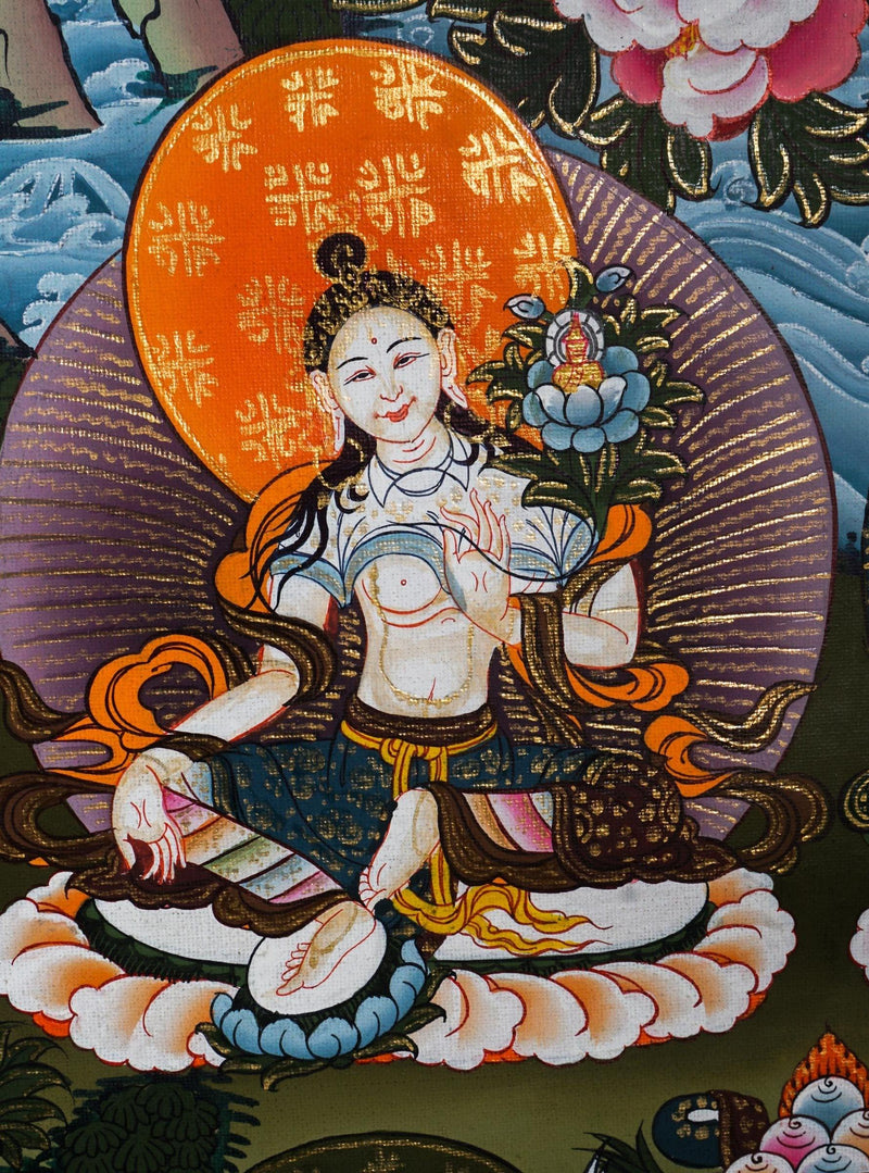 Green Tara Female Buddha Tibetan Art - Himalayas Shop