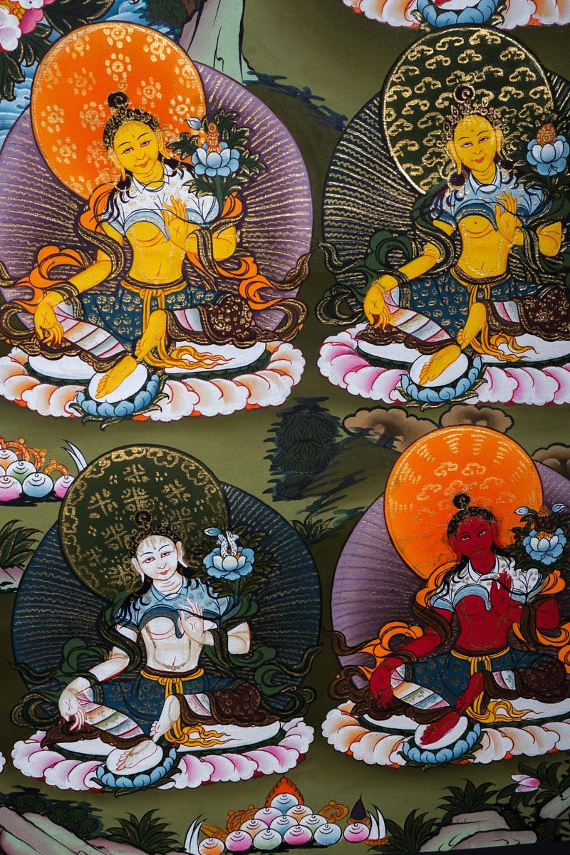 Green Tara Female Buddha Tibetan Art - Himalayas Shop