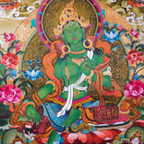 Green Tara Female Deity Thangka Painting  For Meditational Practice and Spiritual Gifts