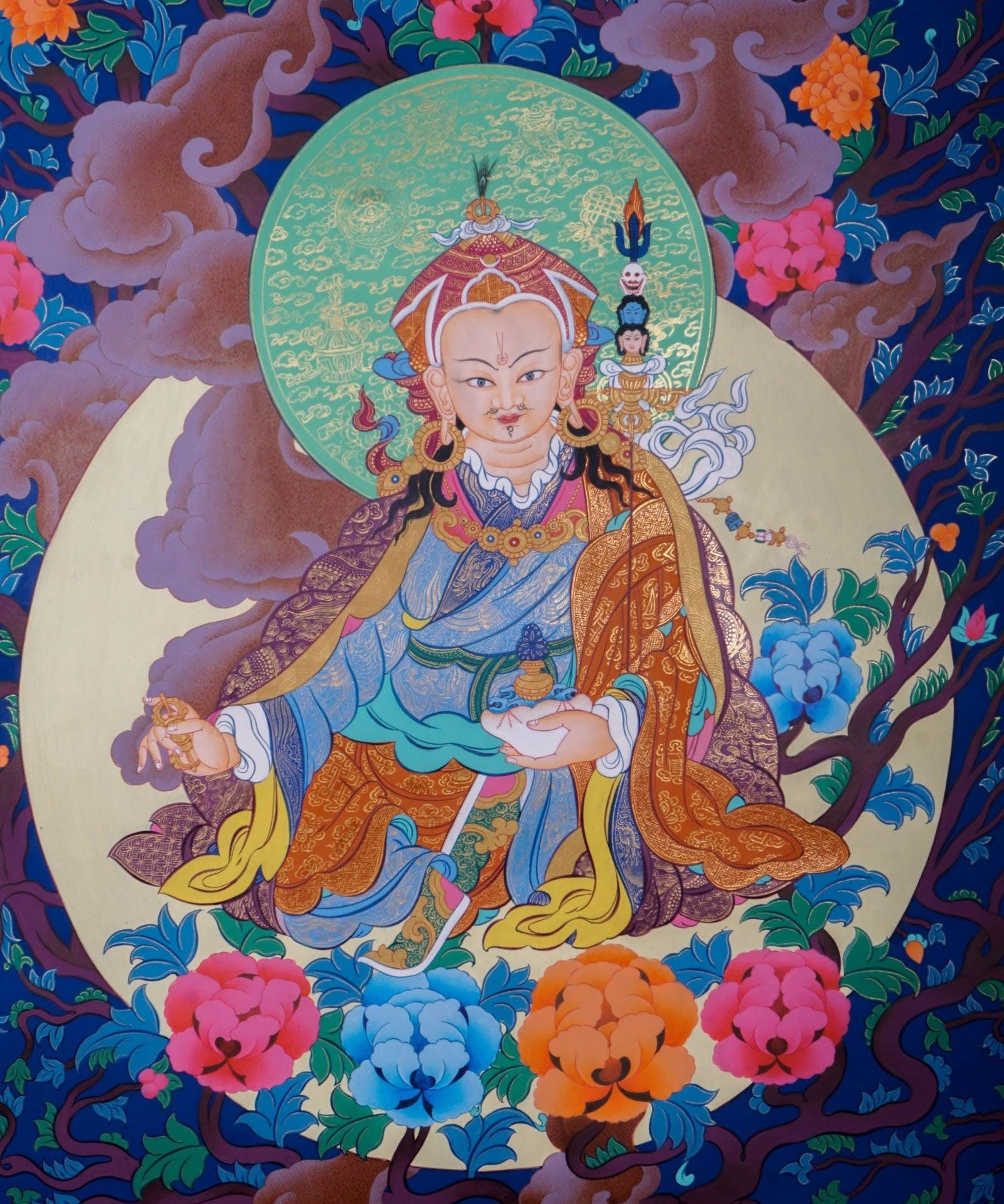 Master Padmasambhava Thangka Painting  For Meditational Practice and Spiritual Gifts 