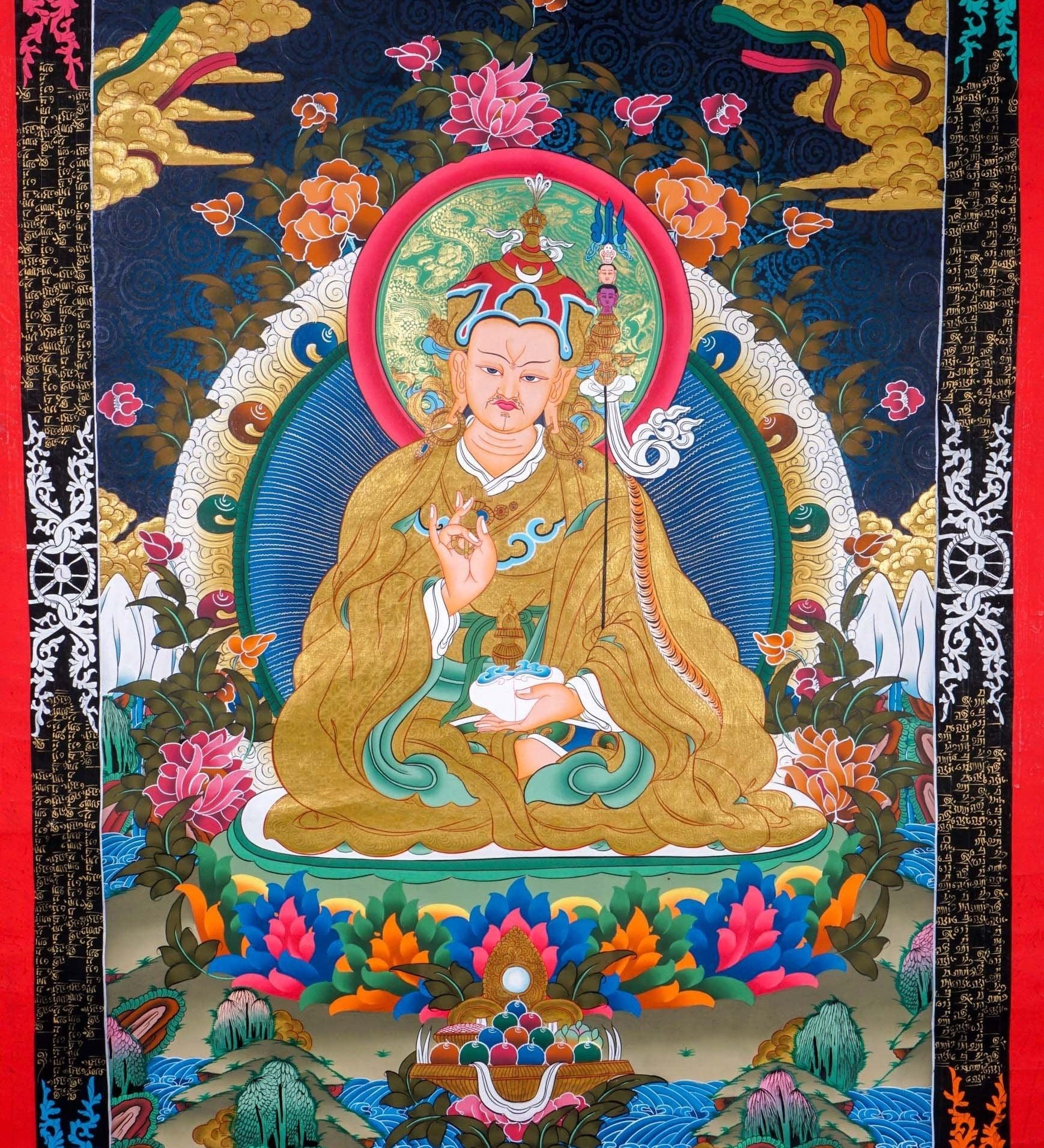 Guru Rinpoche Thangka Art For Meditational Practice and Spiritual Gifts