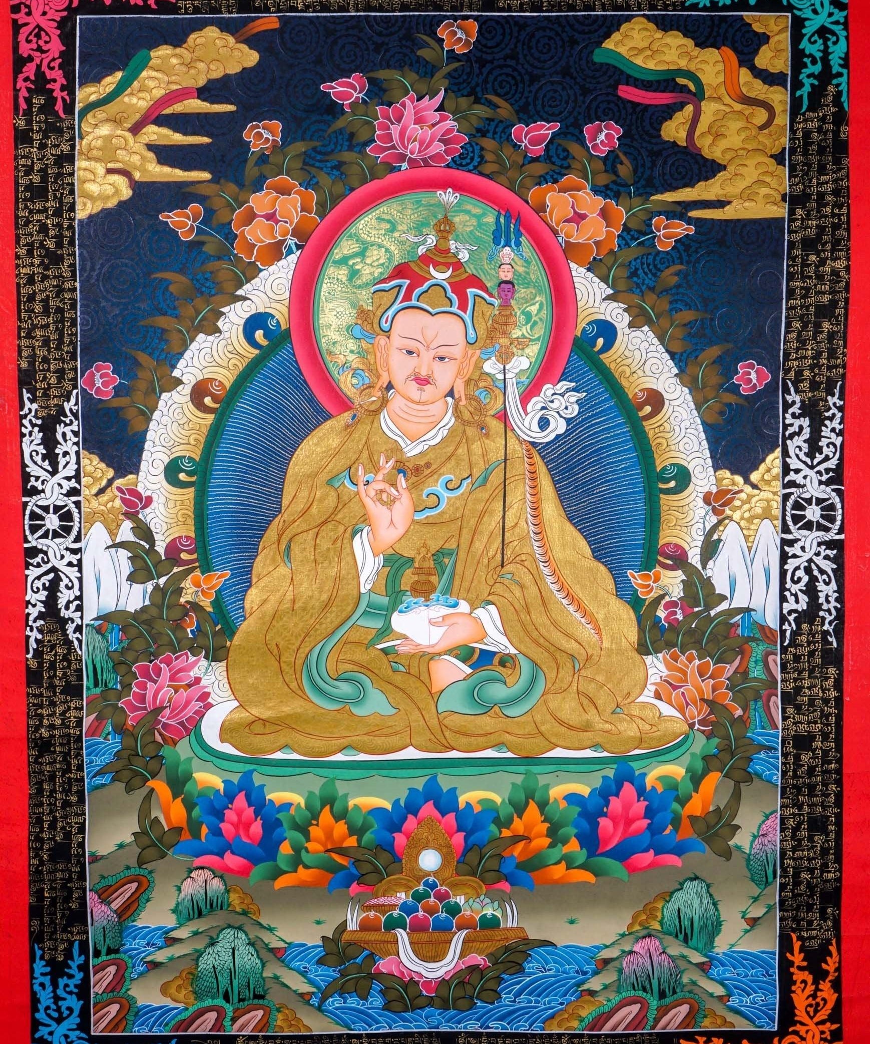 Guru Rinpoche Thangka Art For Meditational Practice and Spiritual Gifts
