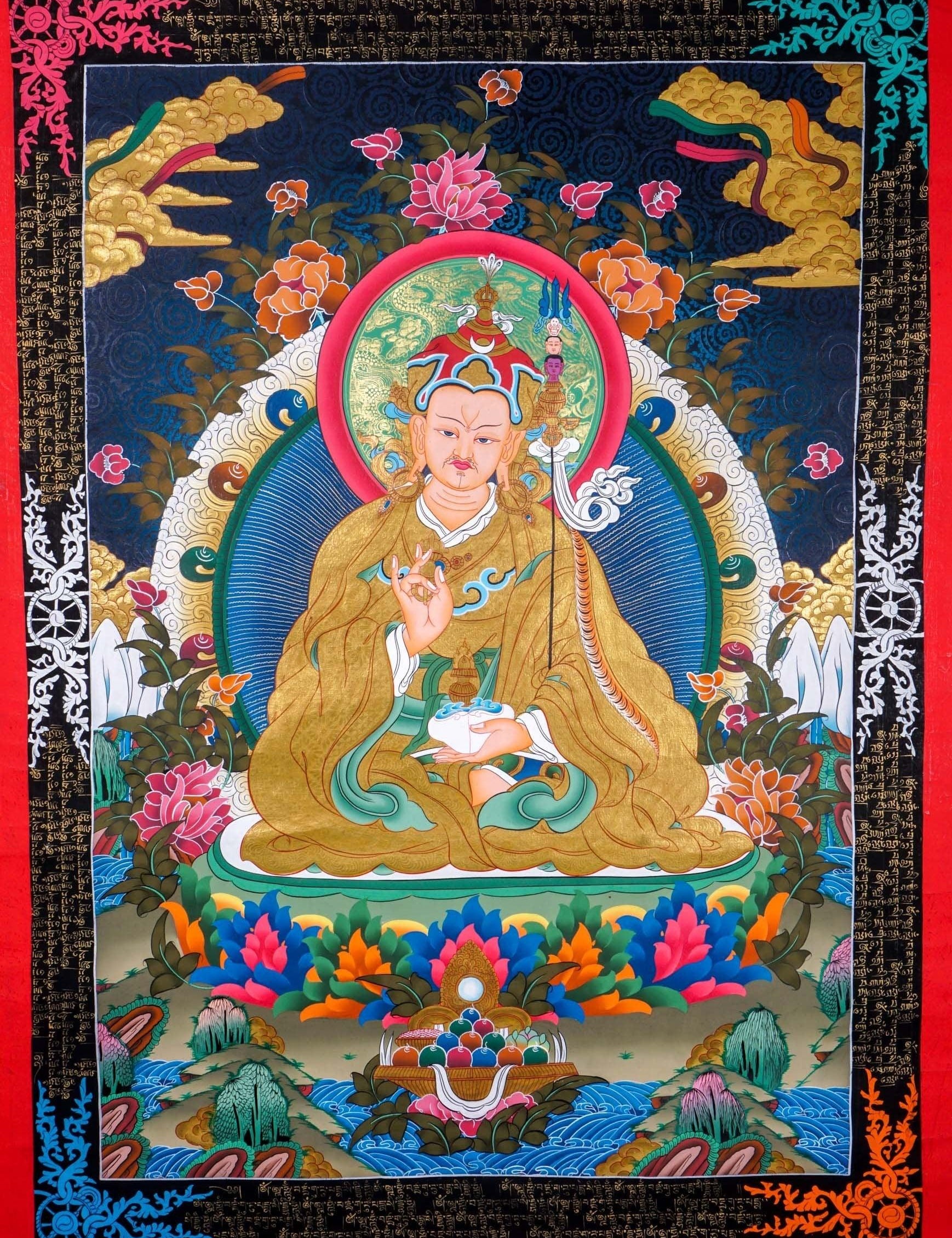 Guru Rinpoche Thangka Art For Meditational Practice and Spiritual Gifts