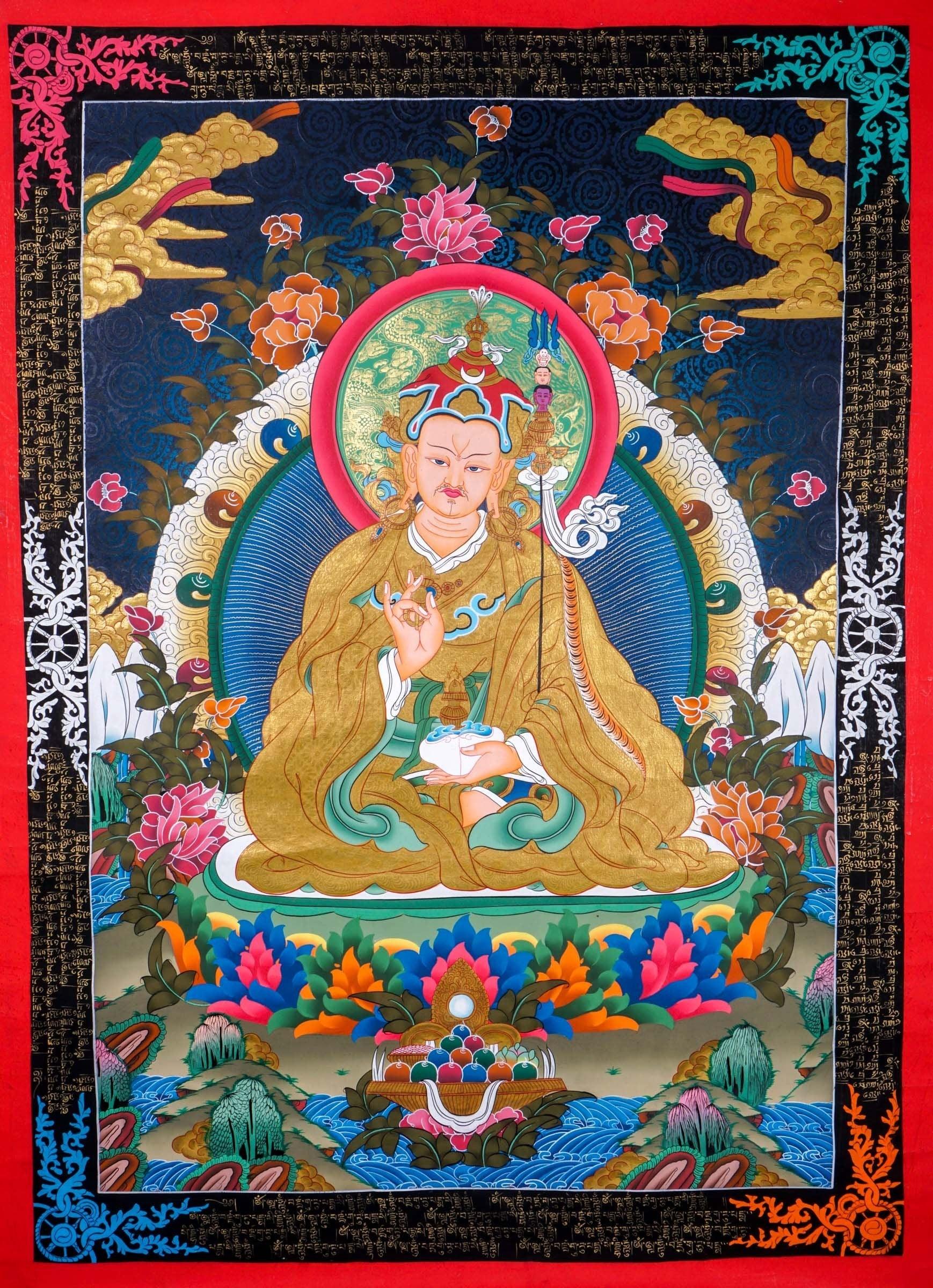 Guru Rinpoche Thangka Art For Meditational Practice and Spiritual Gifts