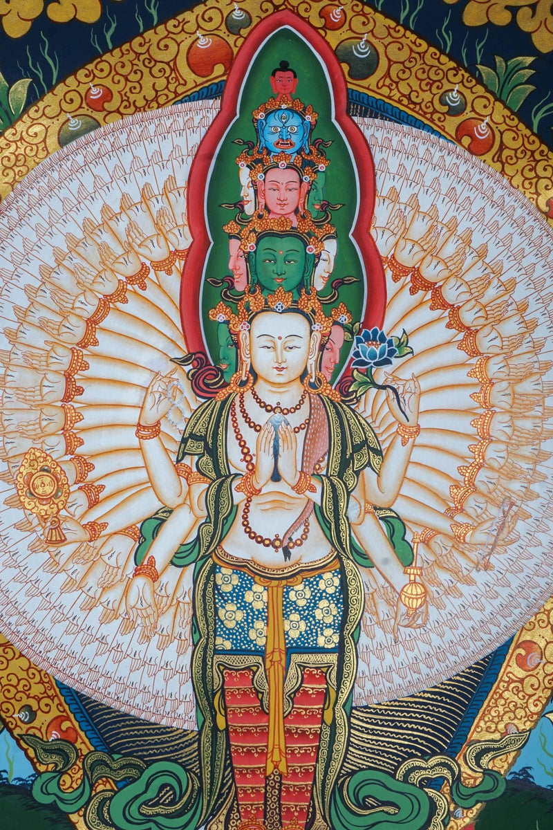 Handmade Thangka painting Lokeshwor -1000 Arms Avalokiteshvara