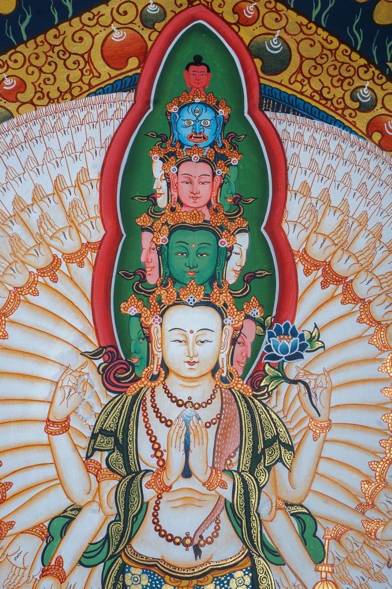 Handmade Thangka painting Lokeshwor -1000 Arms Avalokiteshvara