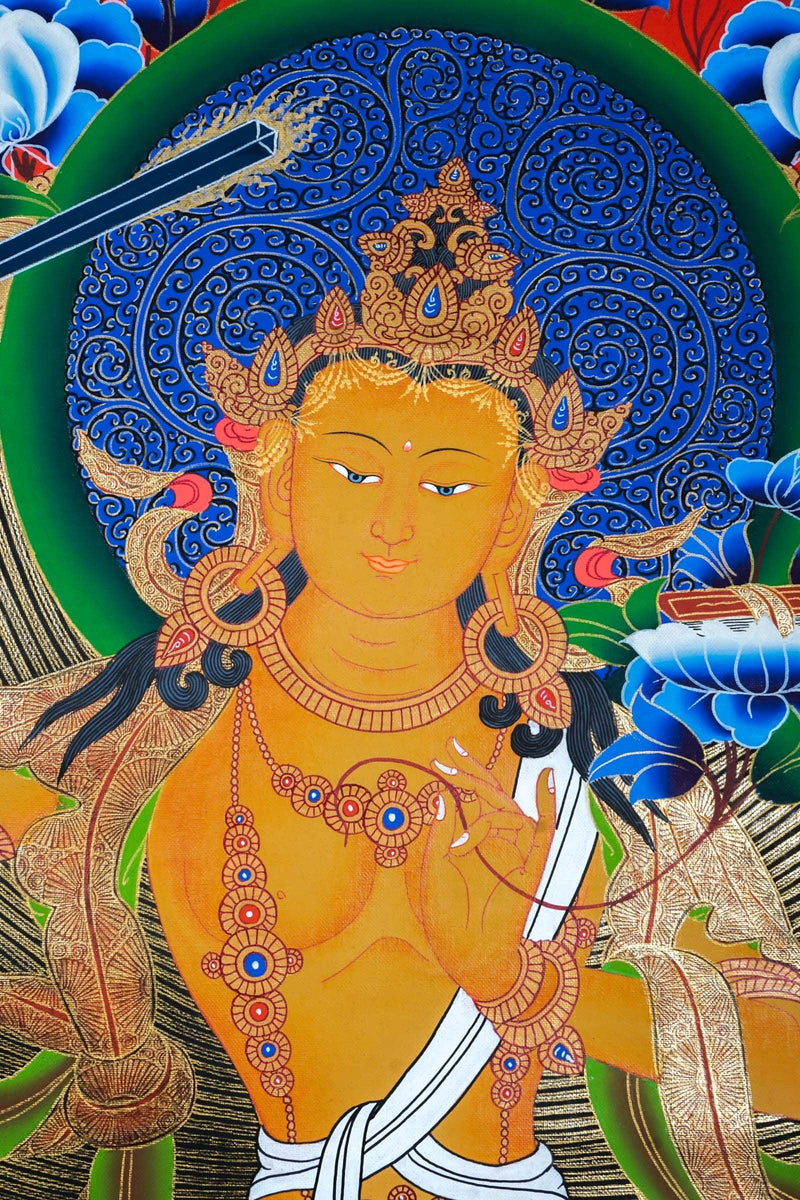 Sword of Wisdom - Manjushri Thangka Painting  For Meditational Practice and Spiritual Gifts
