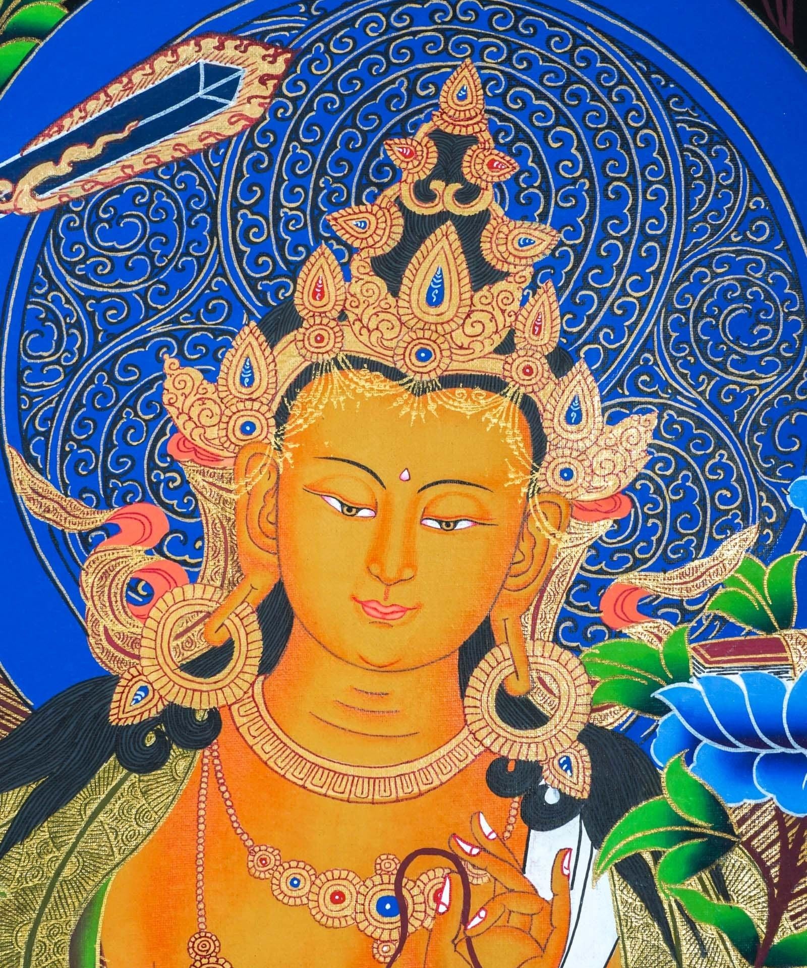 Manjushri Thangka Painting For home decor and and Wall hanging 