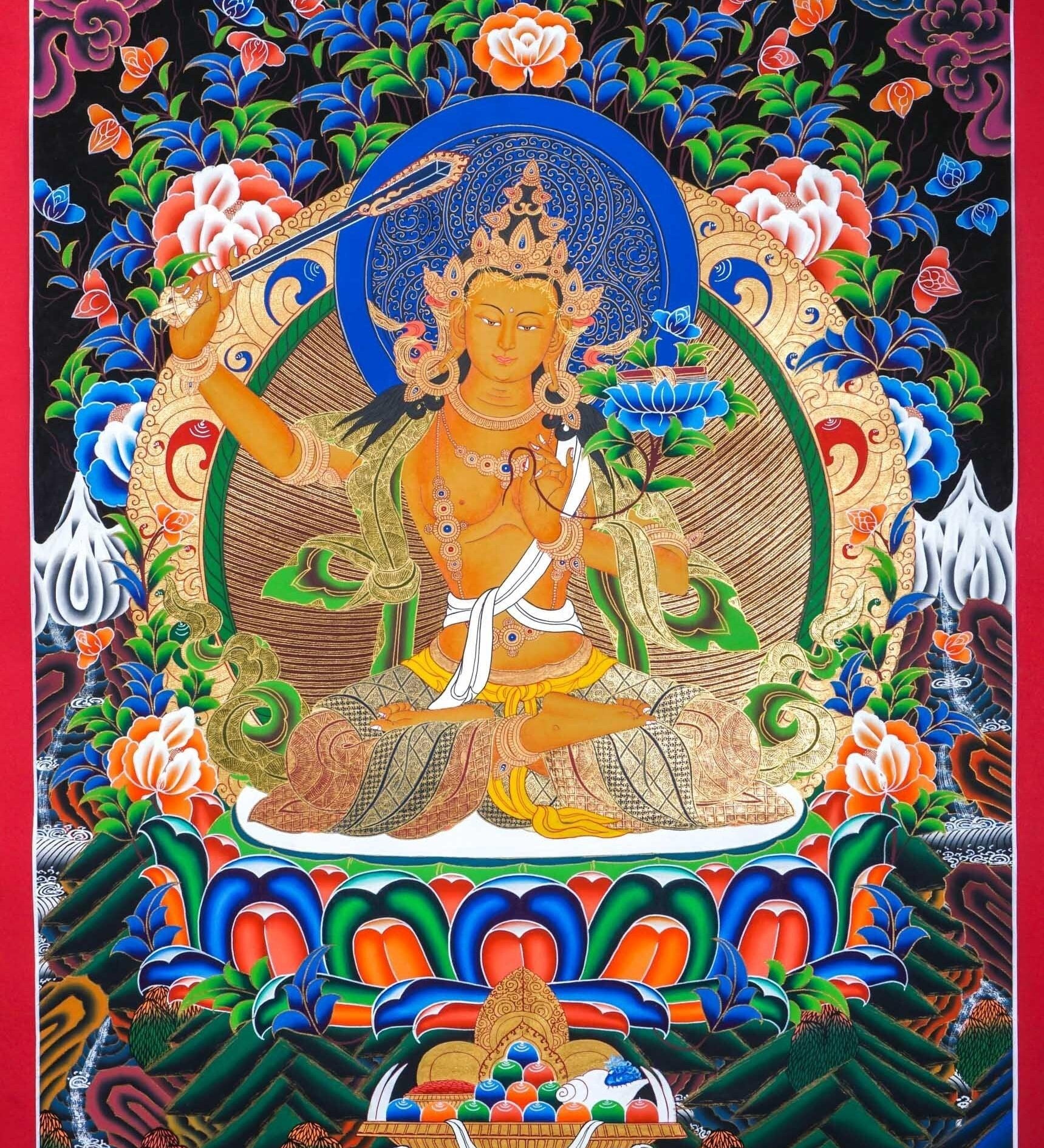 Manjushri Thangka Painting For home decor and and Wall hanging 