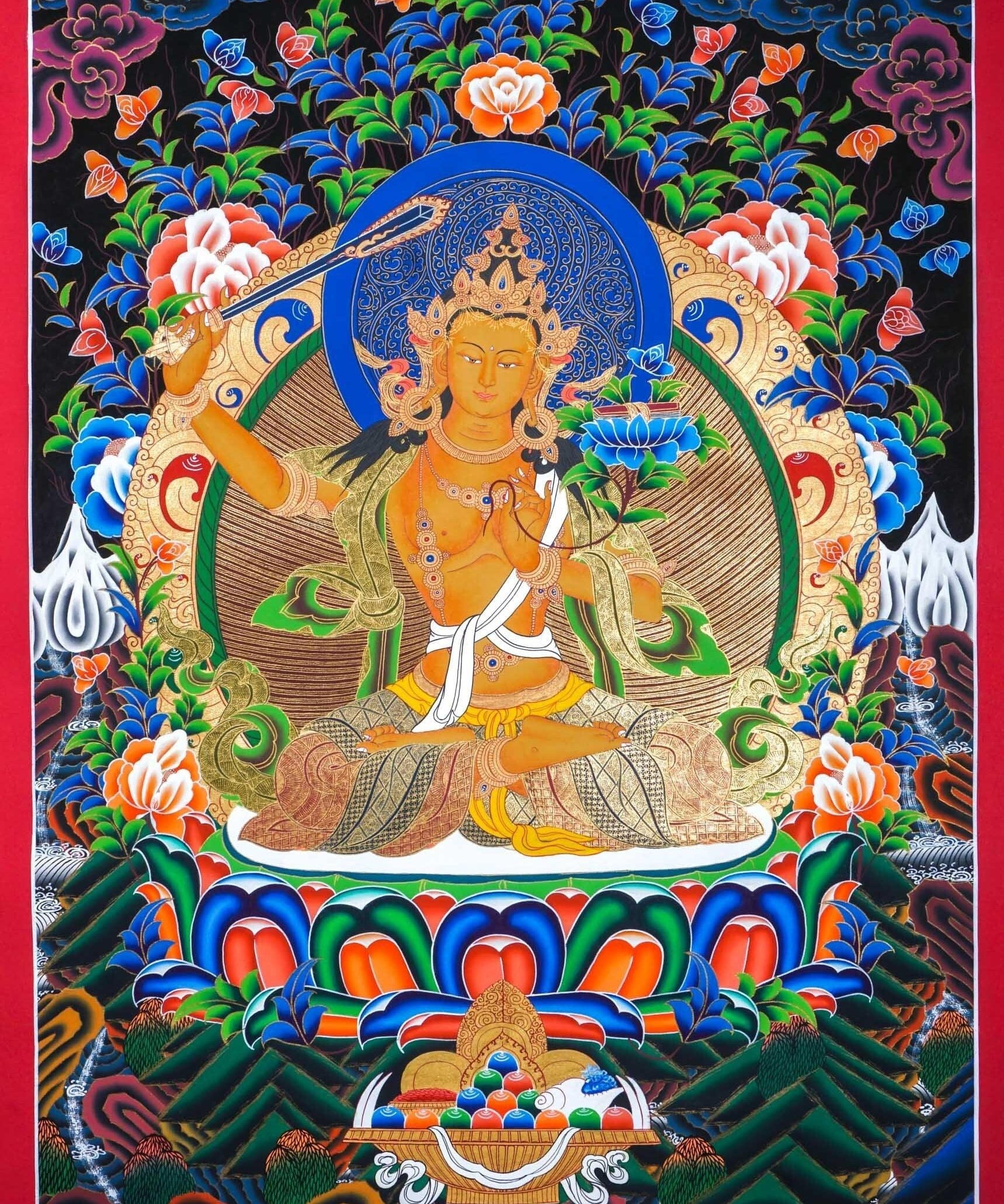 Manjushri Thangka Painting For home decor and and Wall hanging 