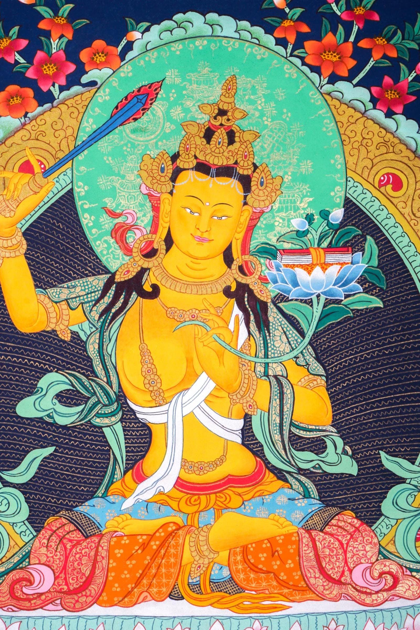 Manjushri Thangka Painting For Meditational Practice and Spiritual Gifts