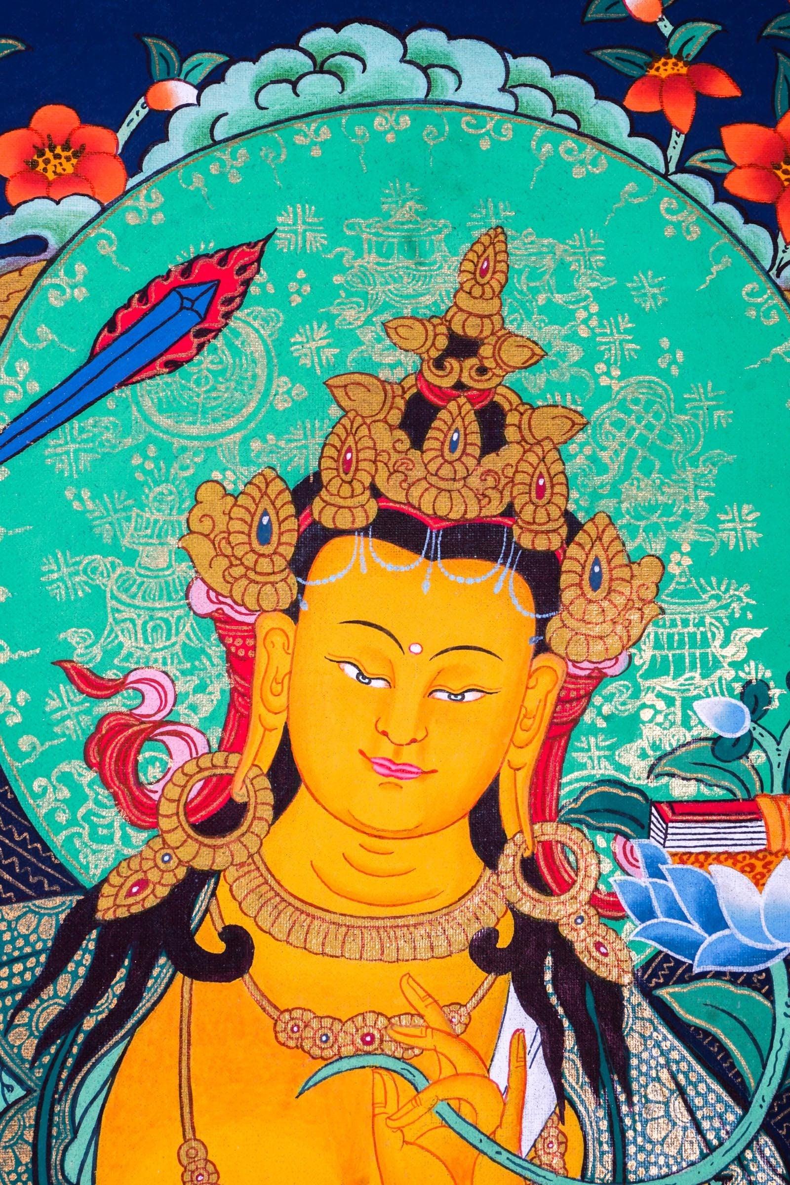 Manjushri Thangka Painting For Meditational Practice and Spiritual Gifts