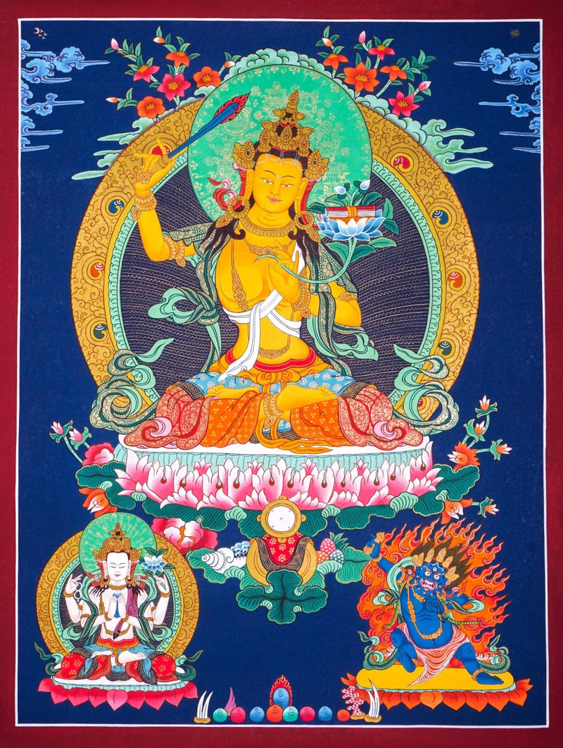 Manjushri Thangka Painting For Meditational Practice and Spiritual Gifts