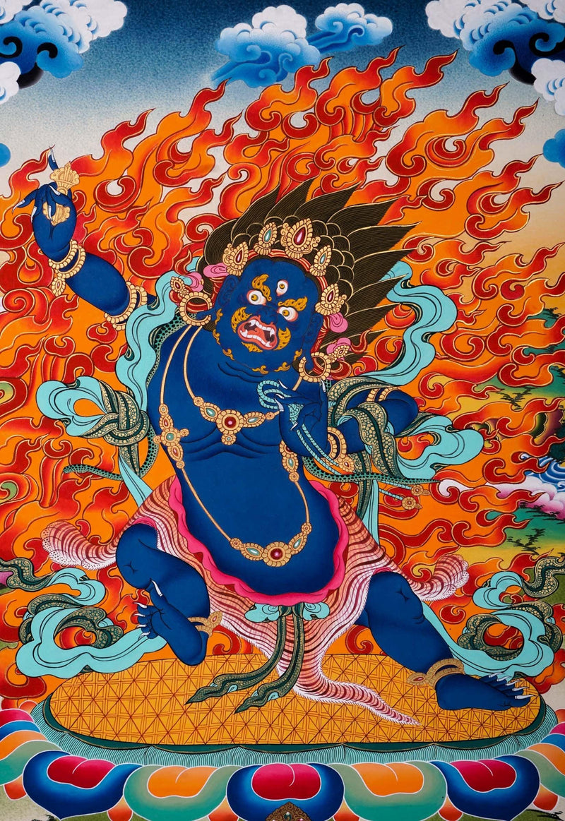 Vajrapani Buddhist Thangka Painting  For home decor and and Wall hanging 