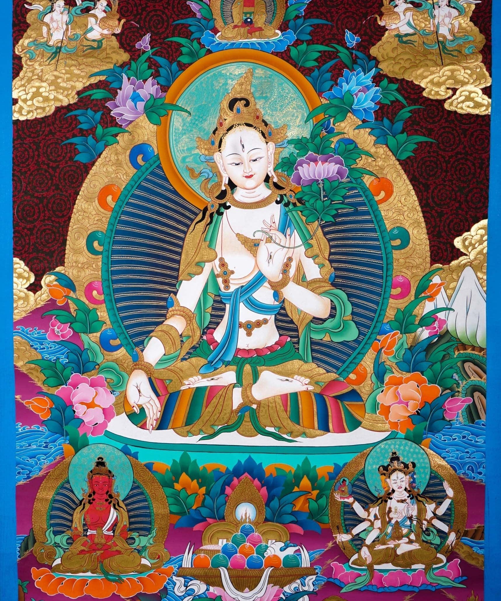 White Tara Thangka Painting For Meditational Practice and Spiritual Gifts