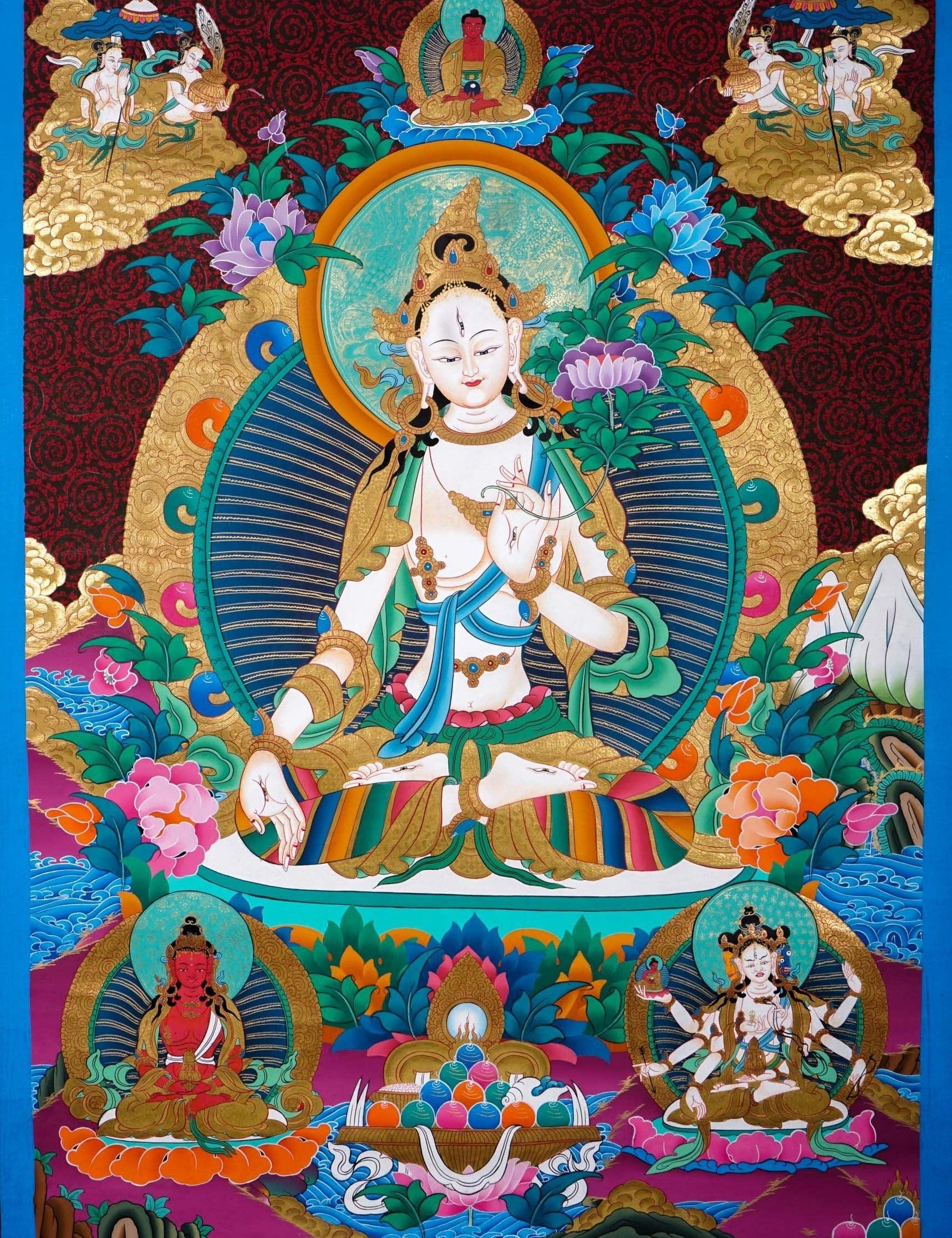White Tara Thangka Painting For Meditational Practice and Spiritual Gifts