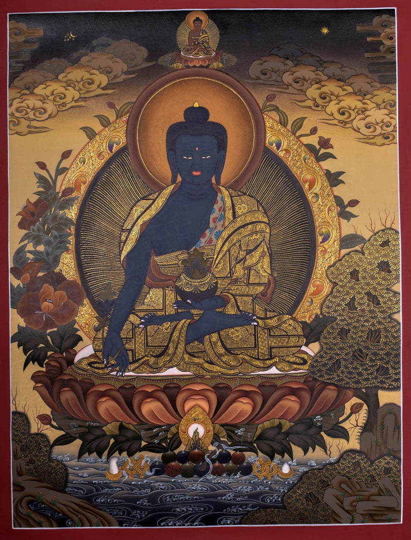 Thangka painting of Medicine Buddha - Himalayas Shop