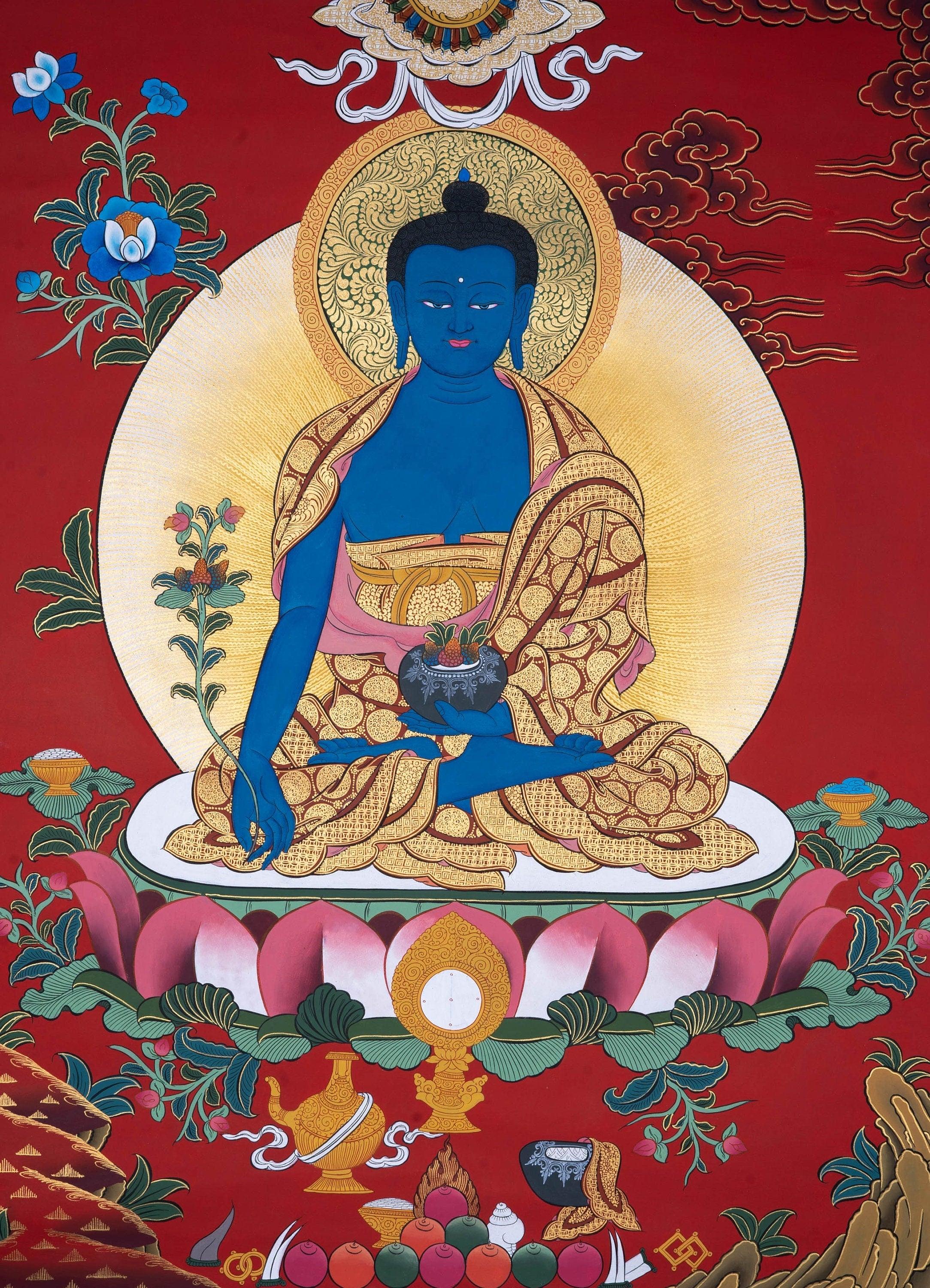 Bhaisajyaguru buddha thangka art - Himalayas Shop