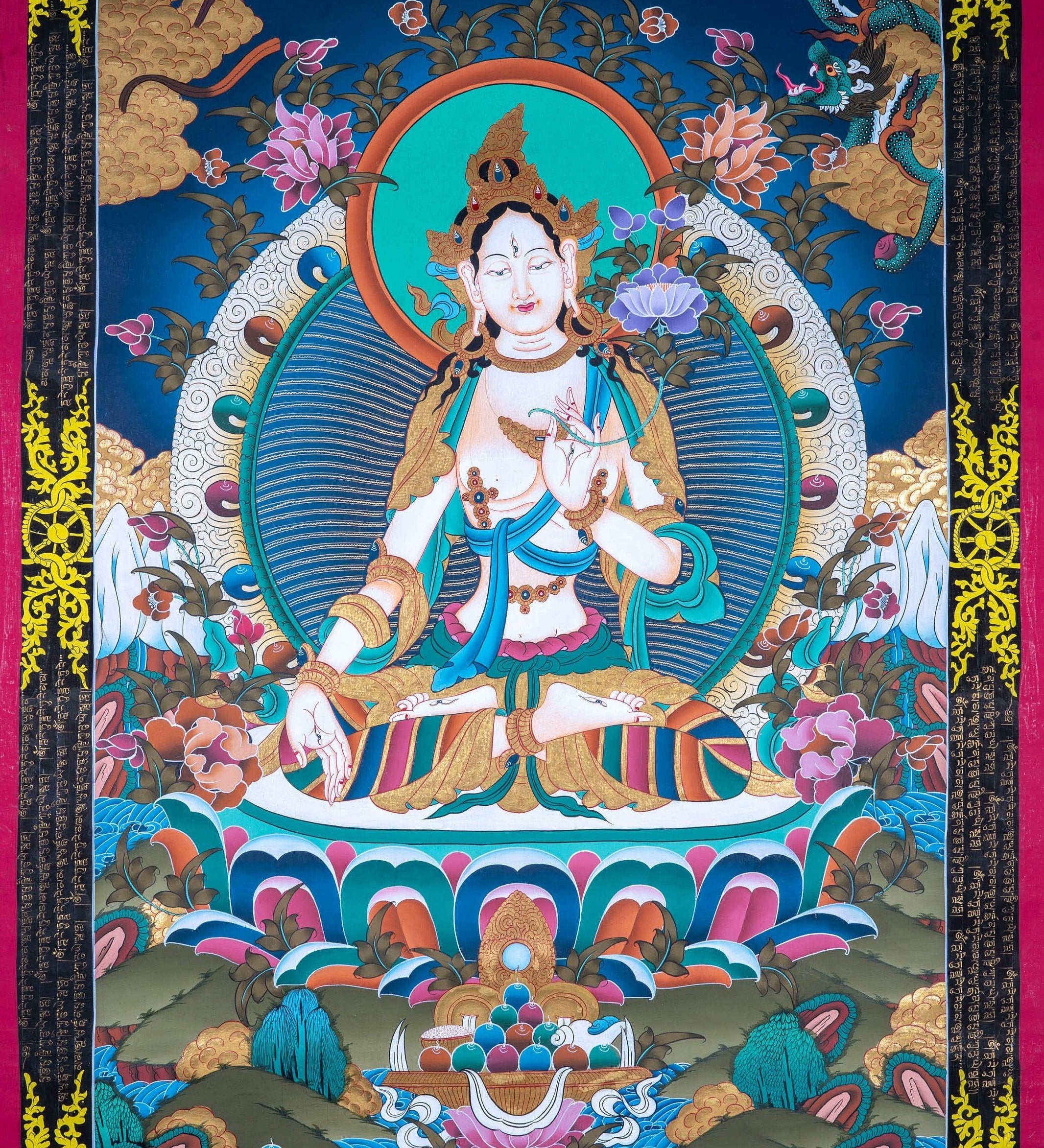White Tara Thangka - Himalayas Shop