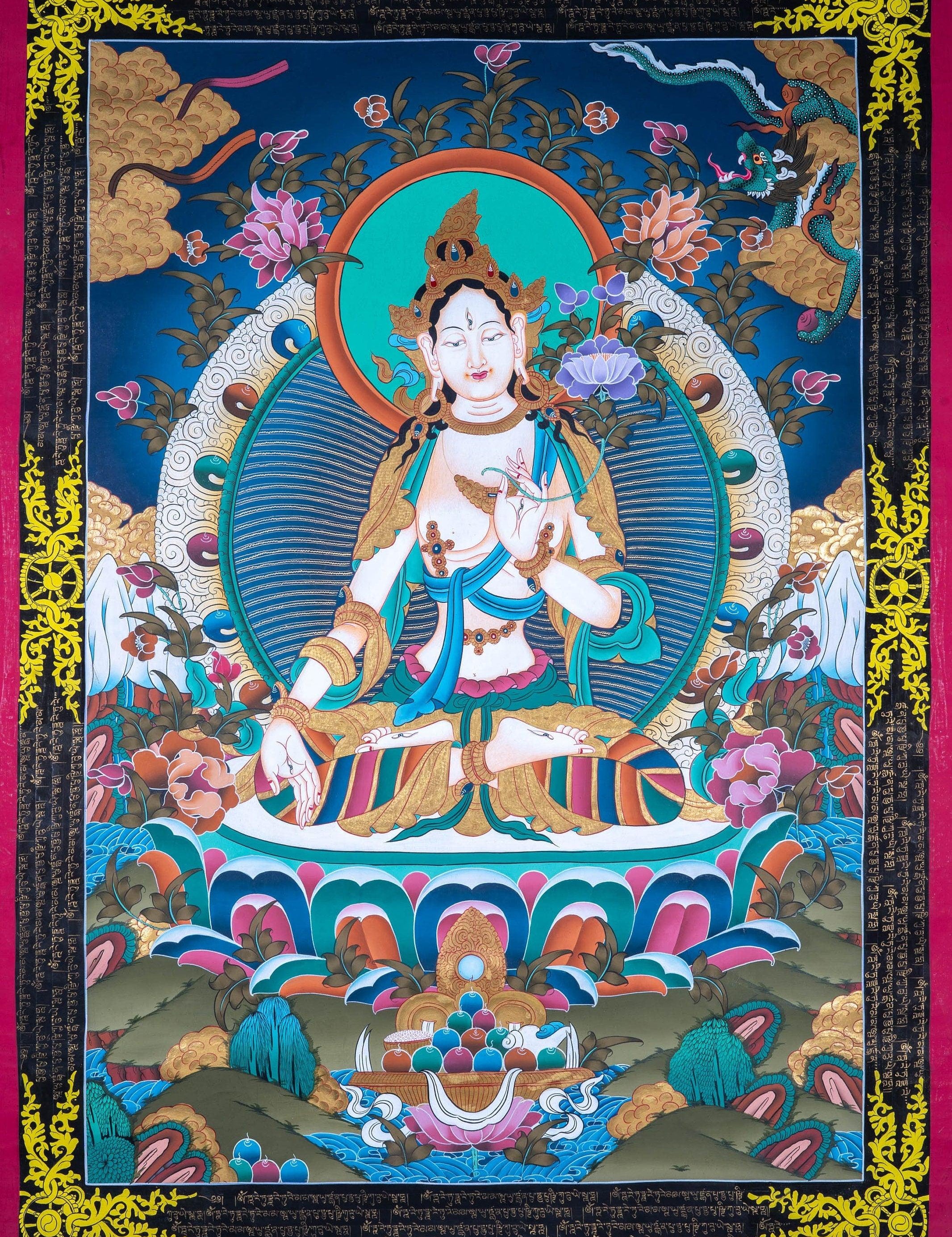White Tara Thangka - Himalayas Shop