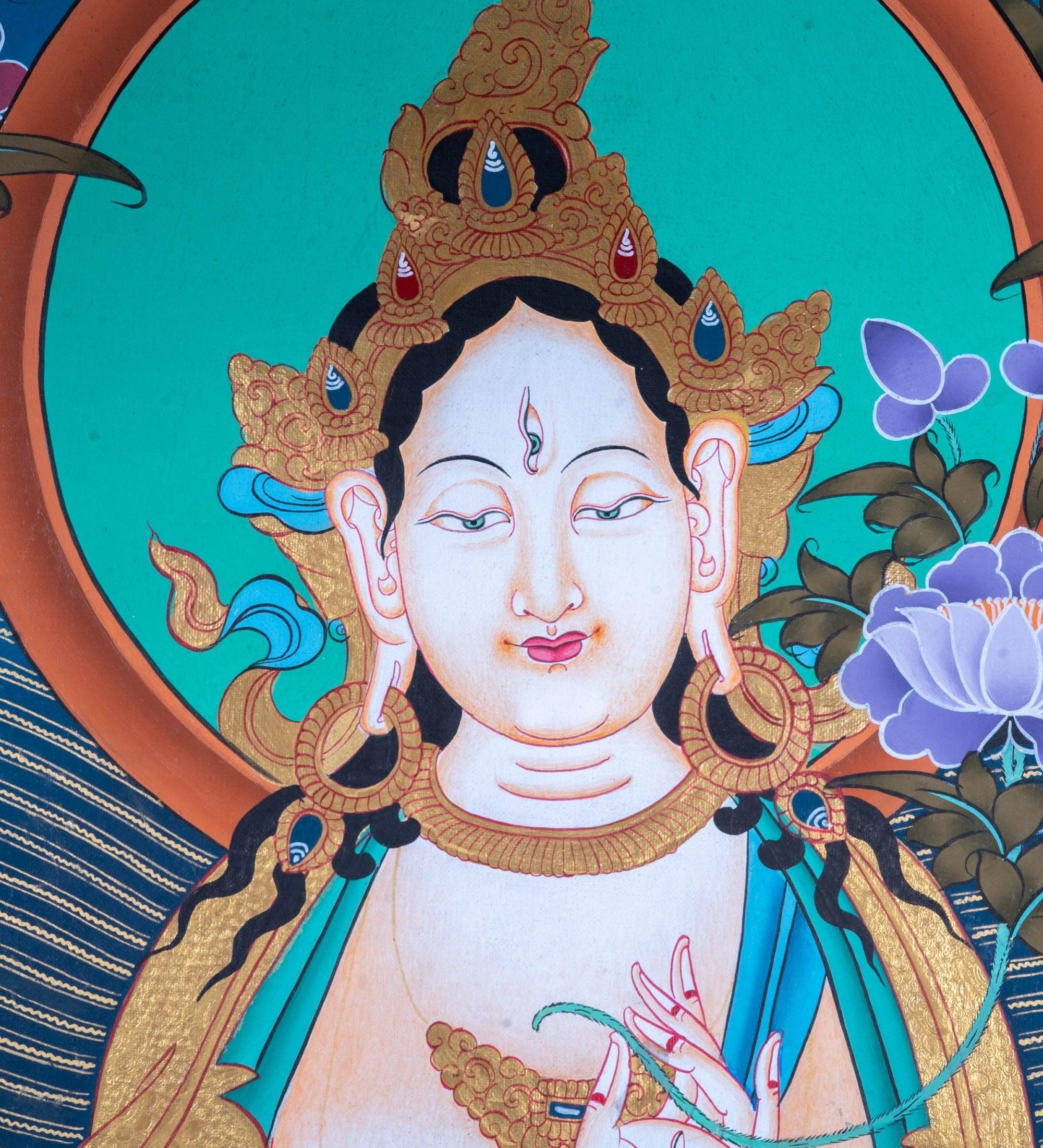 White Tara Thangka - Himalayas Shop